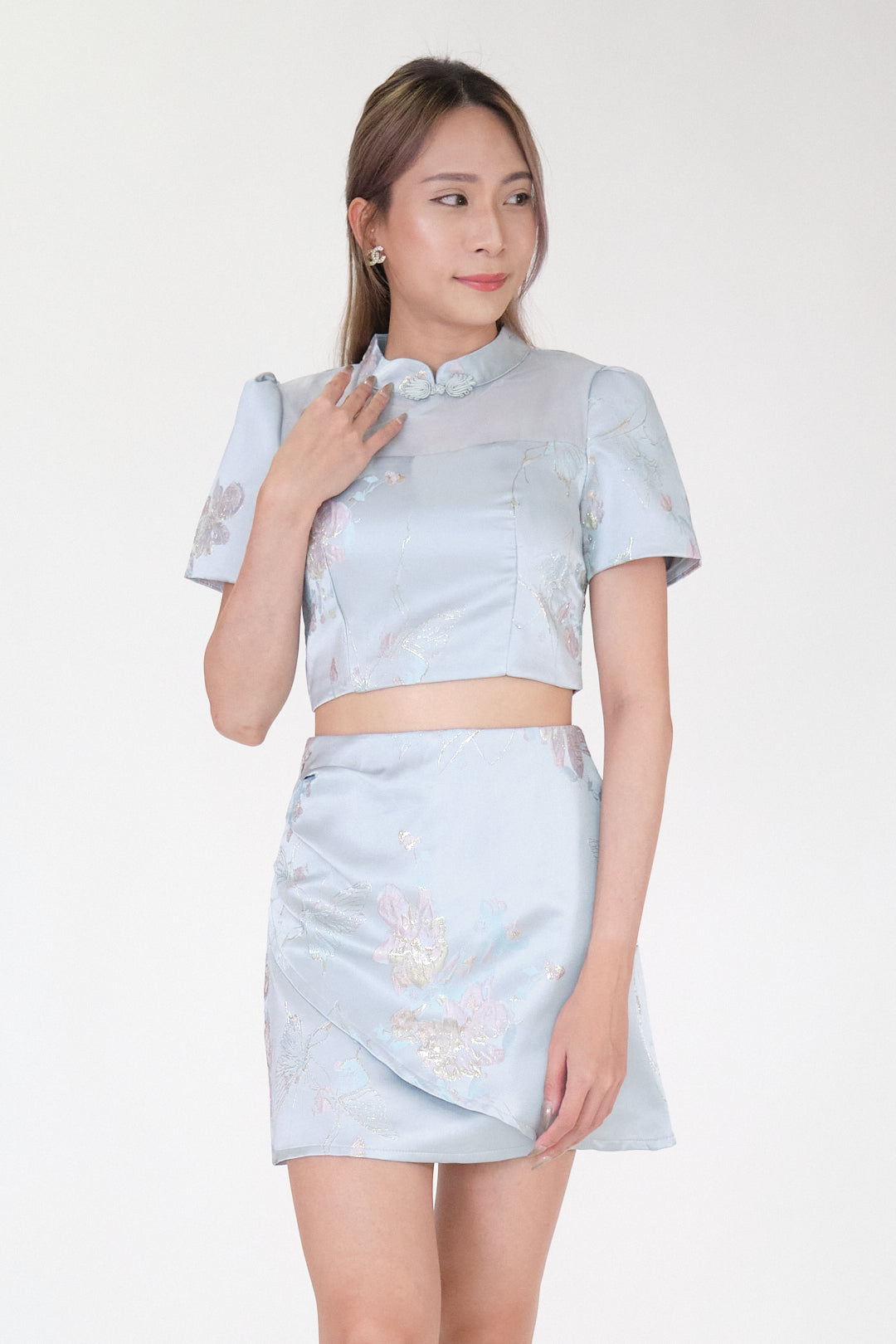 Chixxie Primrose Two-Piece Cheongsam Set (Blue)