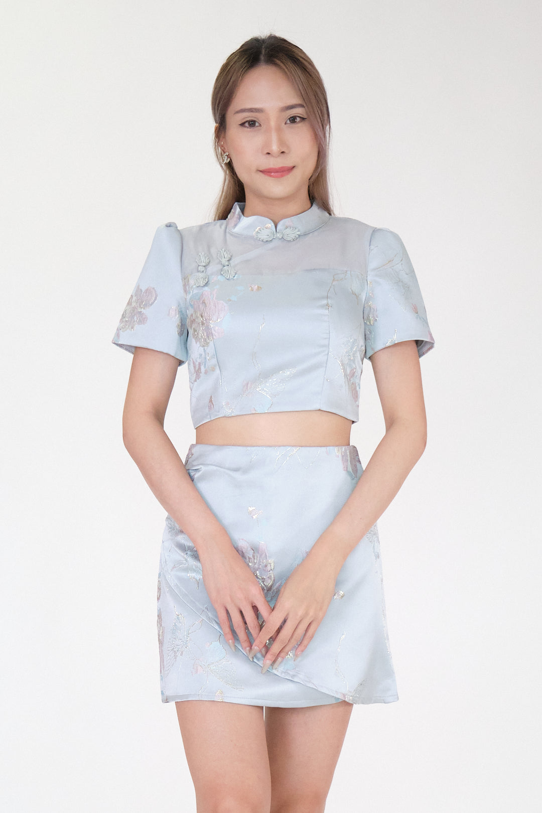 Chixxie Primrose Two-Piece Cheongsam Set (Blue)