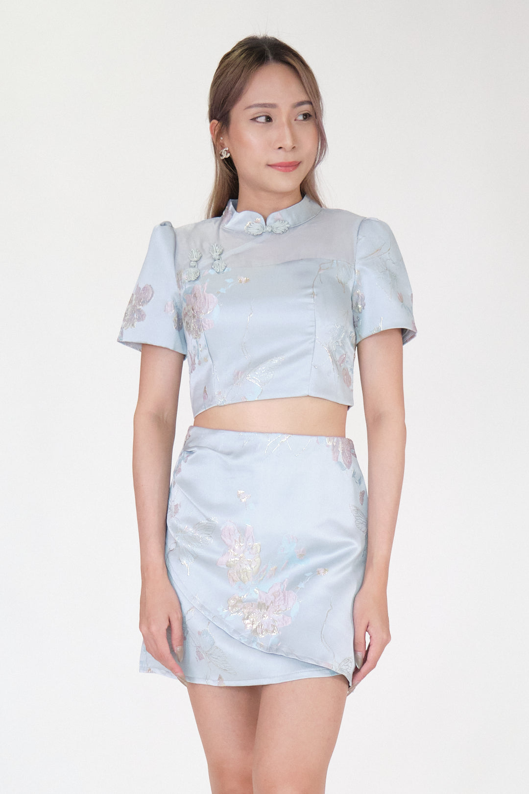 Chixxie Primrose Two-Piece Cheongsam Set (Blue)
