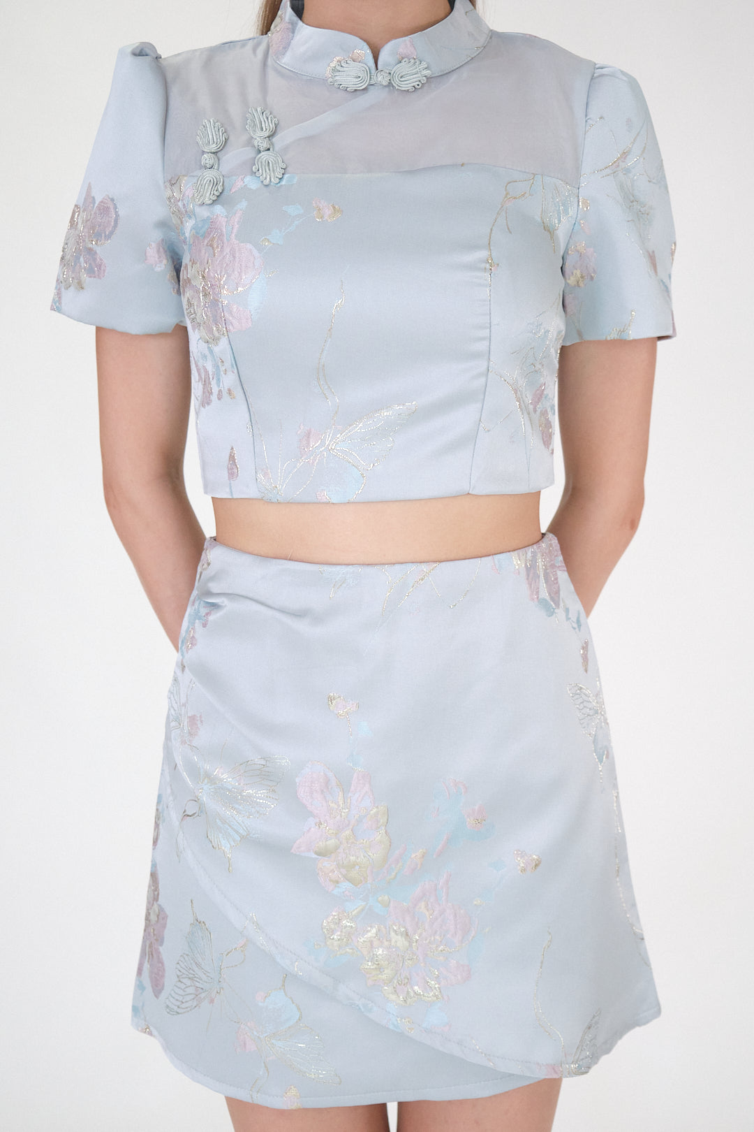 Chixxie Primrose Two-Piece Cheongsam Set (Blue)