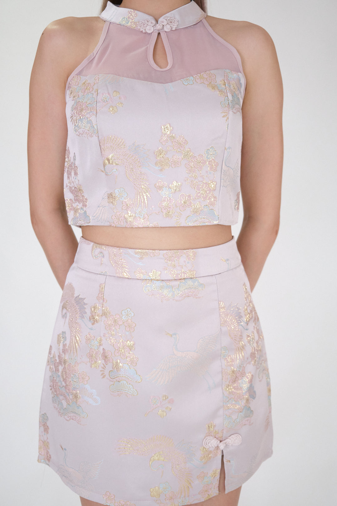 Chixxie Ruby Two-Piece Cheongsam Set (Pink)