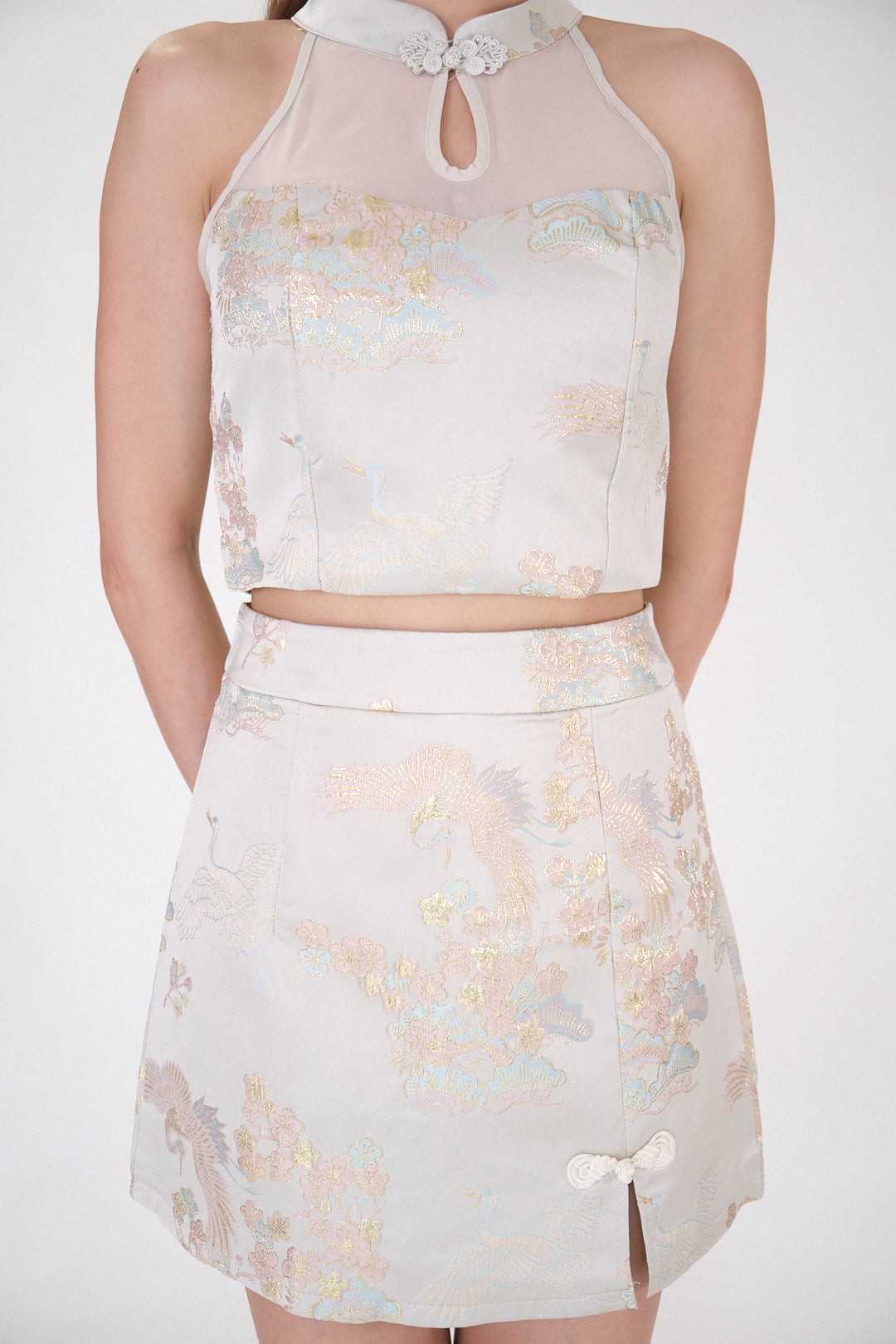 Chixxie Ruby Two-Piece Cheongsam Set (Beige)