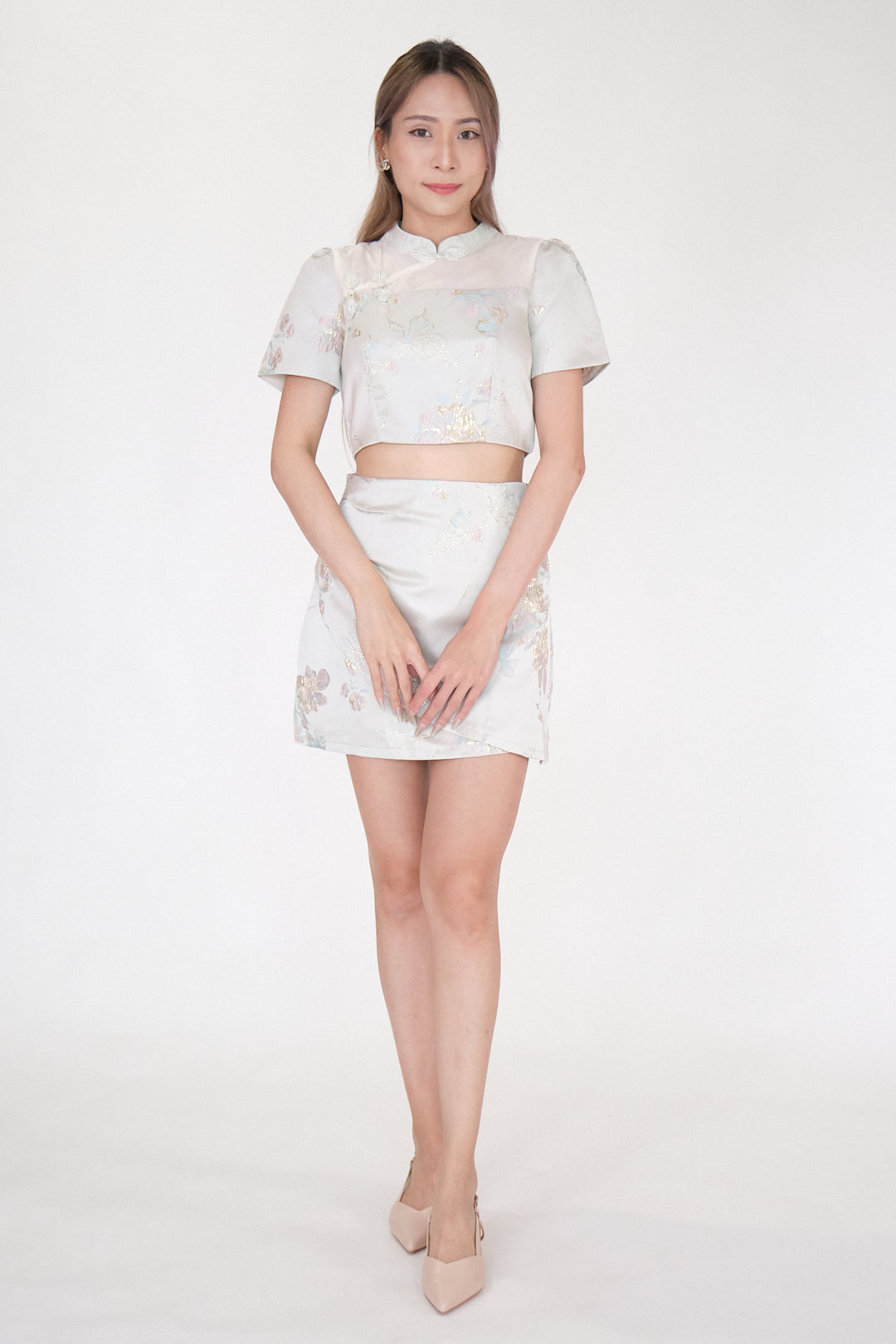 Chixxie Primrose Two-Piece Cheongsam Set (Beige)