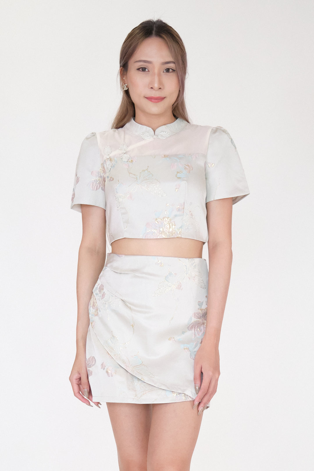 Chixxie Primrose Two-Piece Cheongsam Set (Beige)