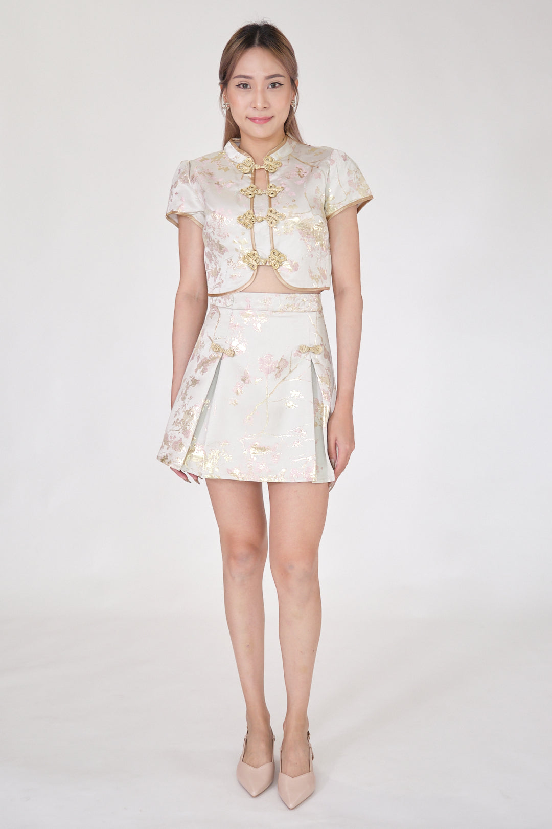 Chixxie Luna Two-Piece Cheongsam Set (Beige)
