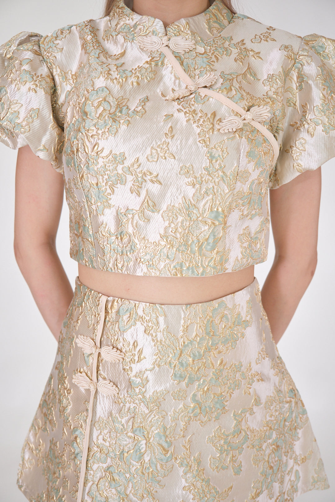 Chixxie Clover Two-Piece Cheongsam Set (Green)