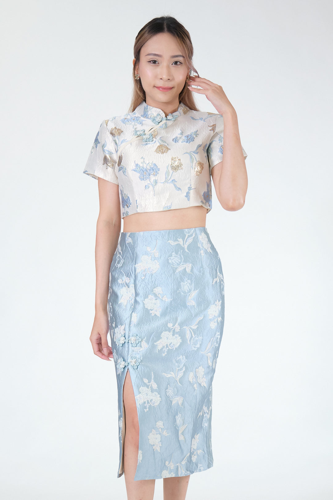 Chixxie Sapphire Two-Piece Cheongsam Set