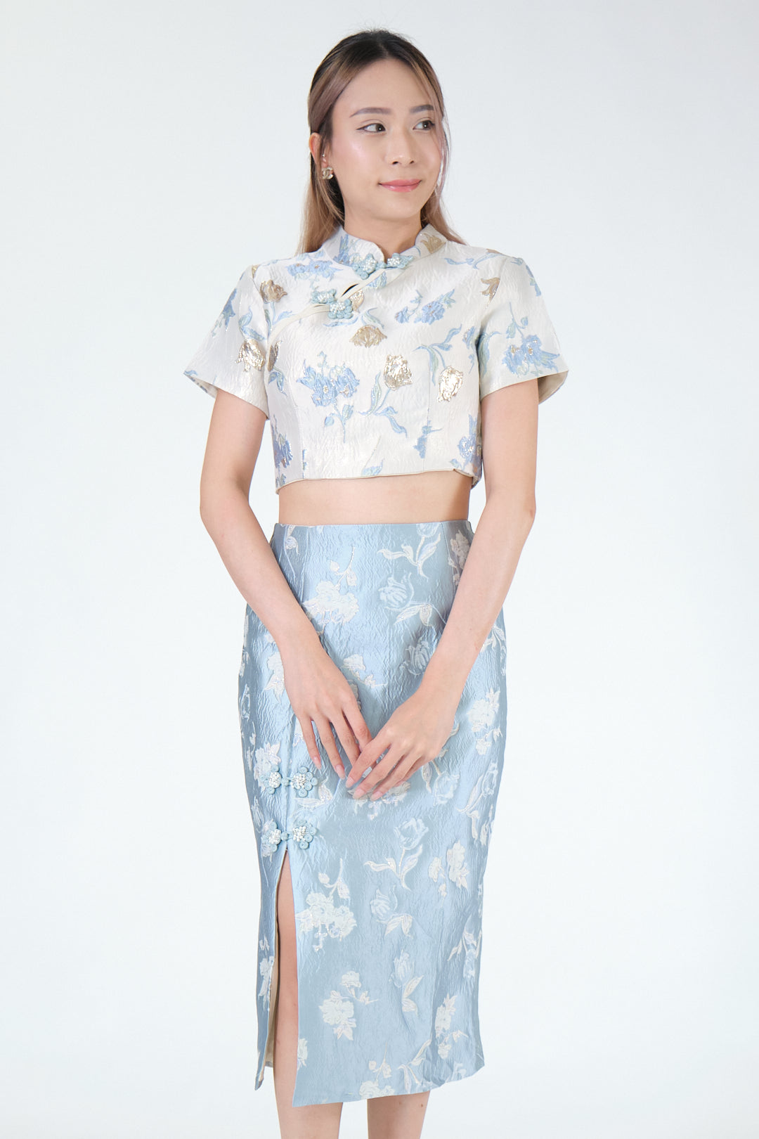 Chixxie Sapphire Two-Piece Cheongsam Set
