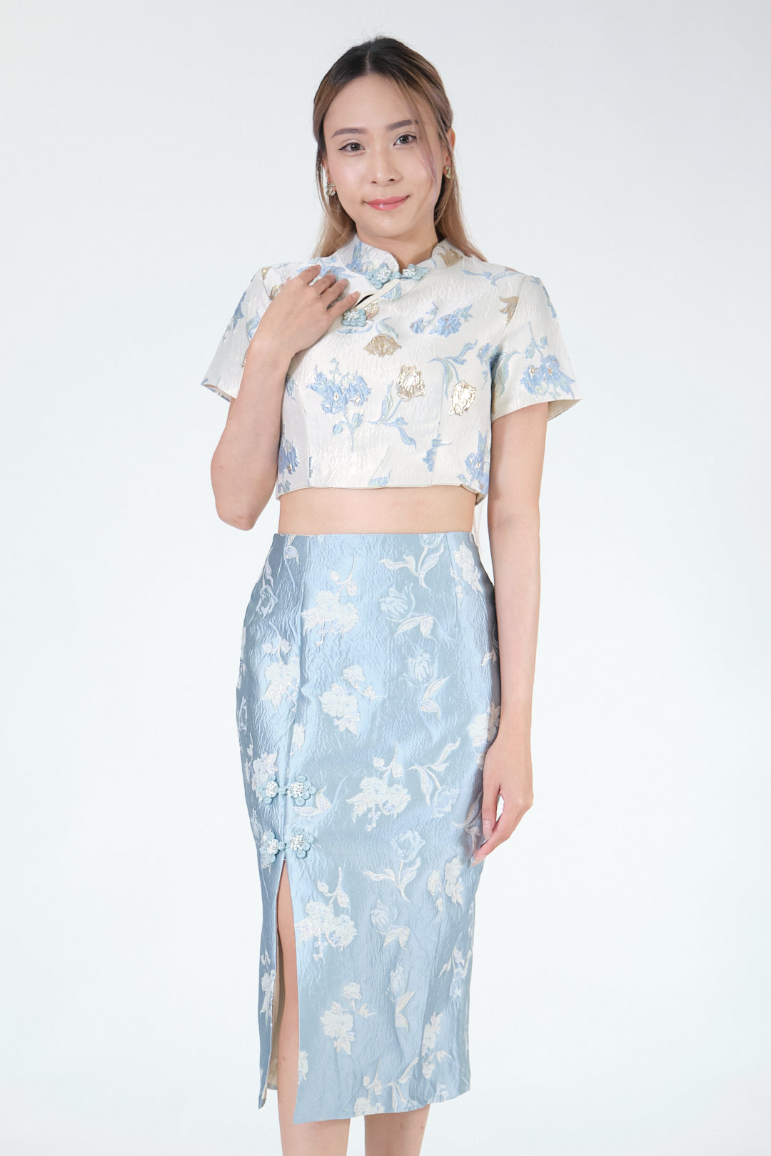 Chixxie Sapphire Two-Piece Cheongsam Set