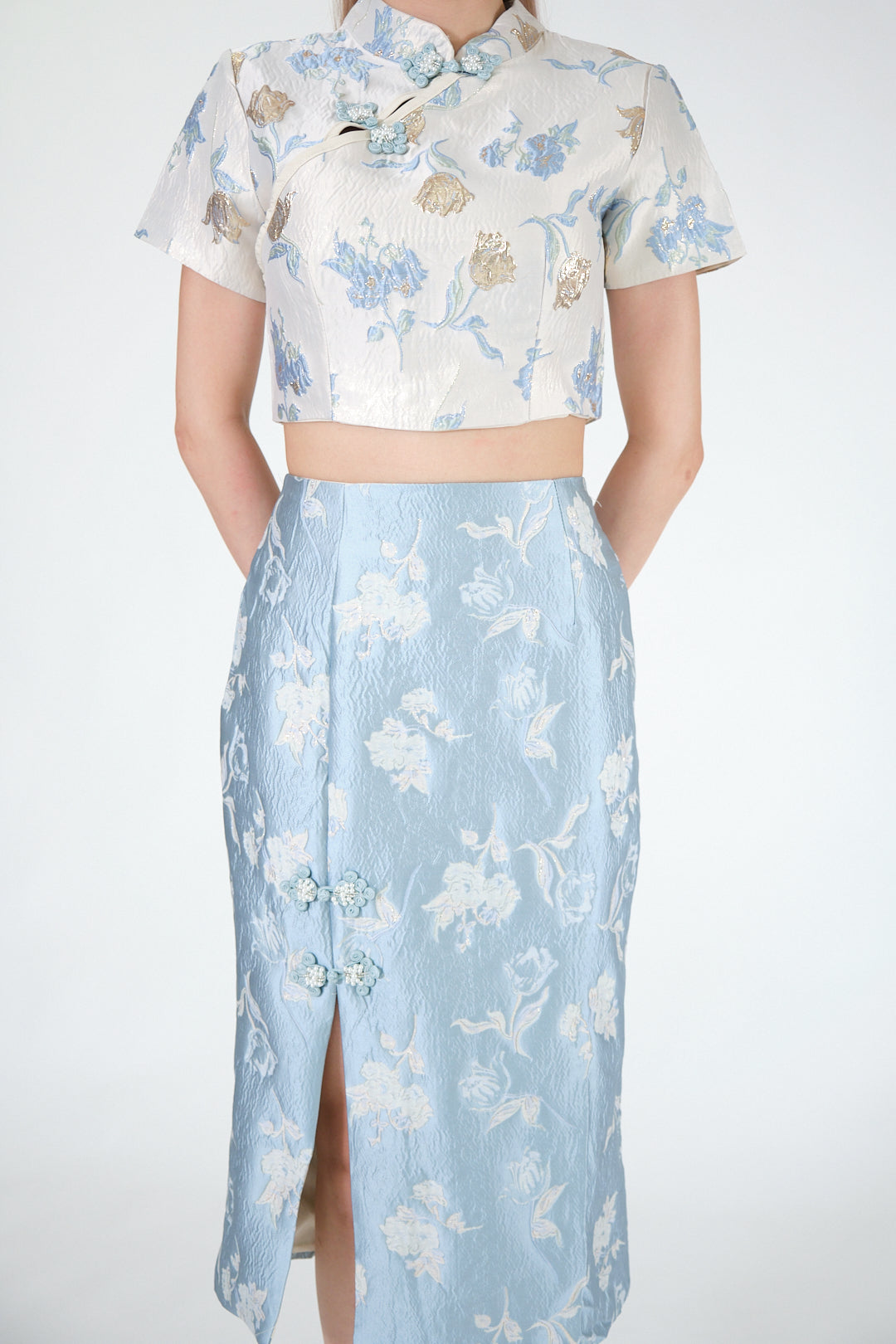 Chixxie Sapphire Two-Piece Cheongsam Set
