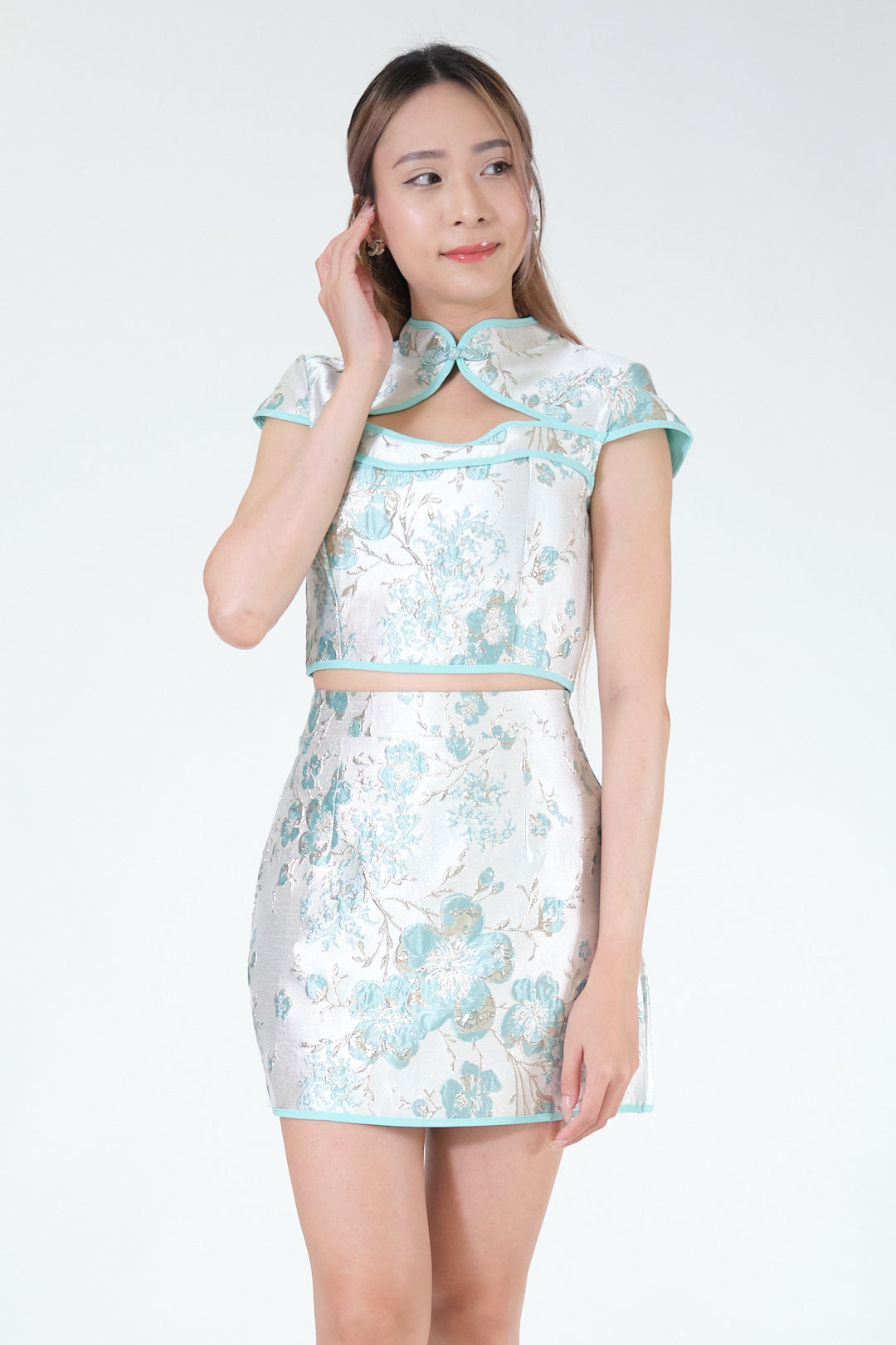 Chixxie Bailey Cheongsam Two-Piece Set (Green)