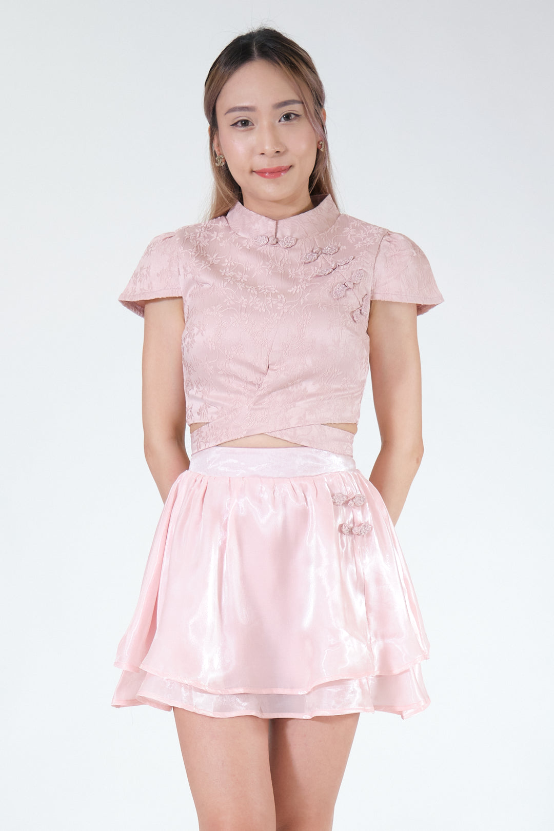 Chixxie Quincy Two-Piece Cheongsam Set (Pink)