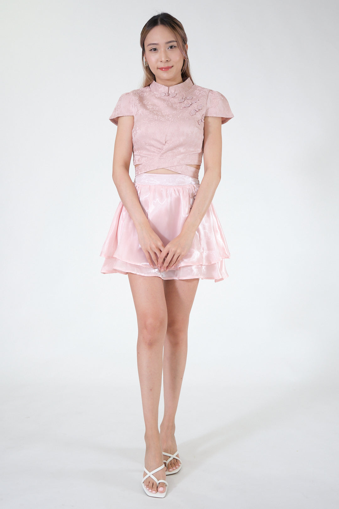 Chixxie Quincy Two-Piece Cheongsam Set (Pink)