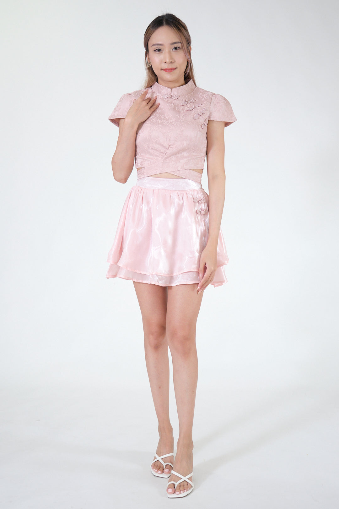 Chixxie Quincy Two-Piece Cheongsam Set (Pink)