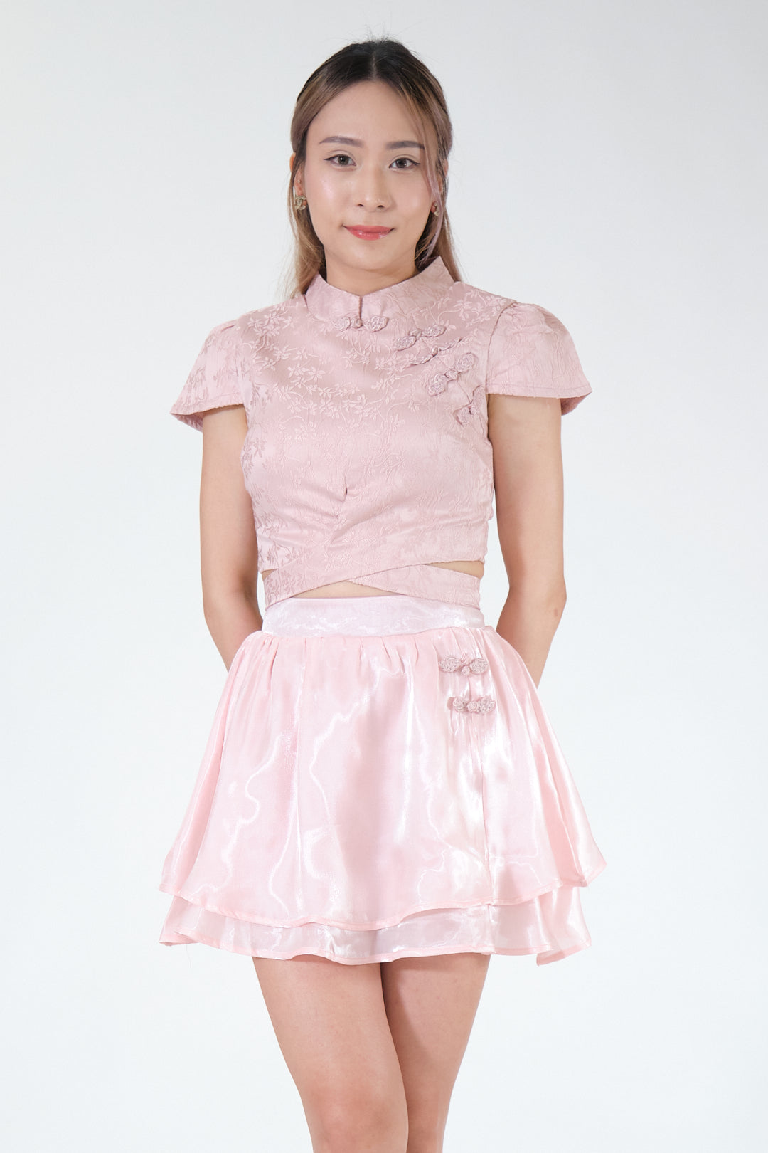 Chixxie Quincy Two-Piece Cheongsam Set (Pink)