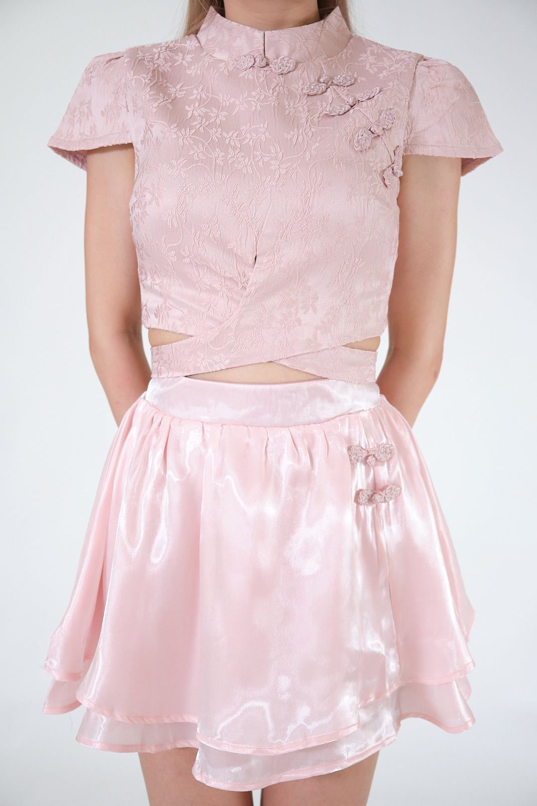 Chixxie Quincy Two-Piece Cheongsam Set (Pink)
