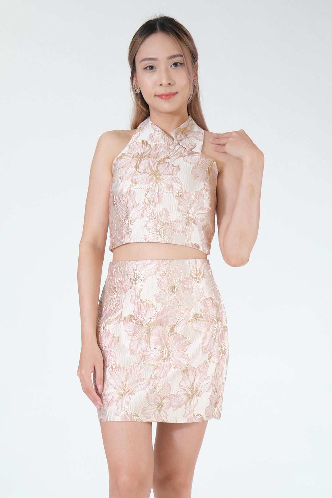 Chixxie Mirabel Two-Piece Cheongsam Set (Pink)