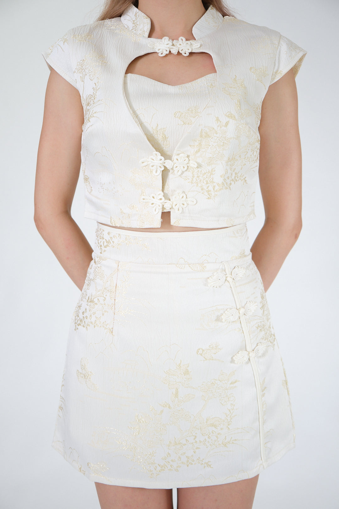 Chixxie Eunice Two-Piece Cheongsam Set (Cream)