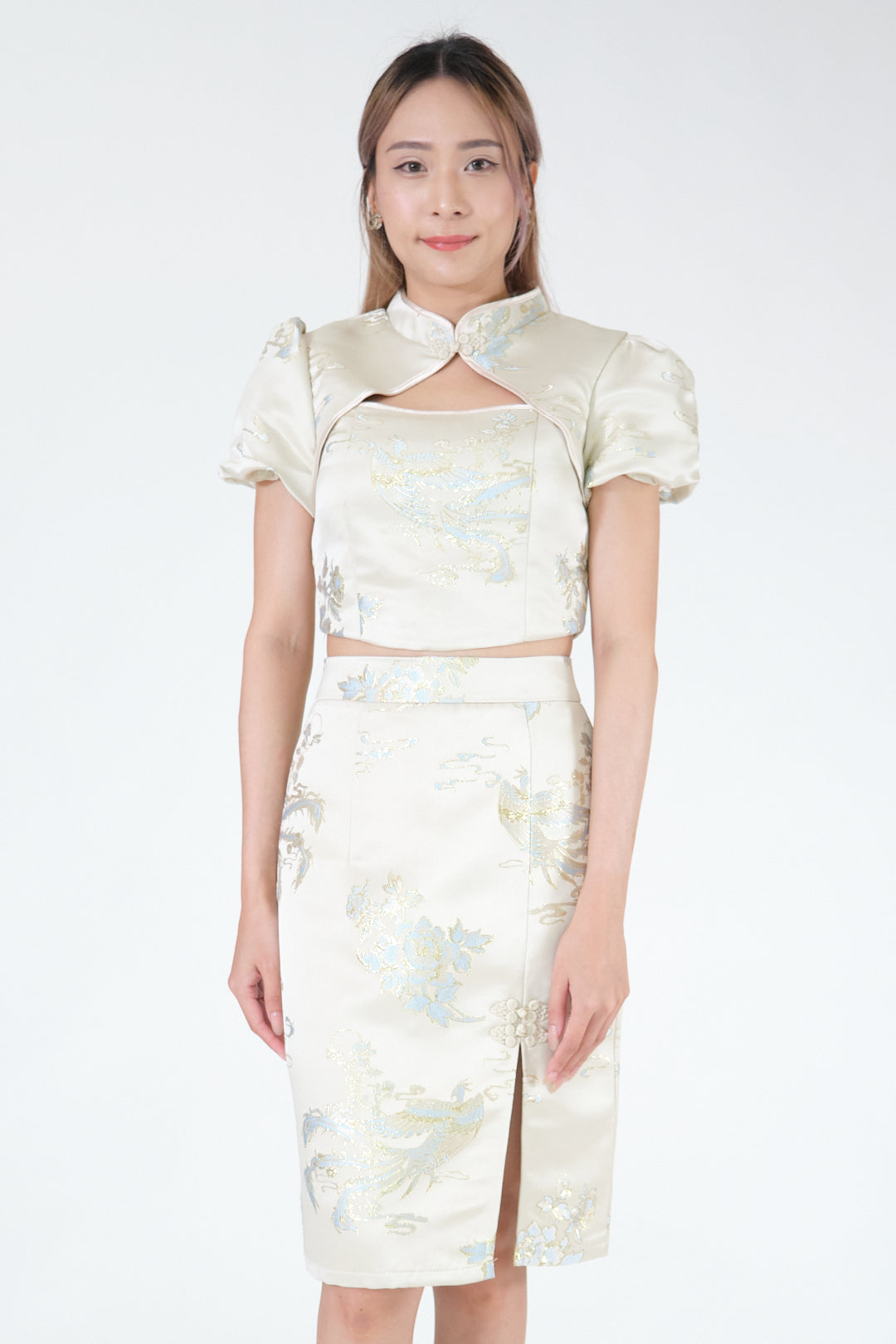 Chixxie Jewel Two-Piece Cheongsam Set (Cream)