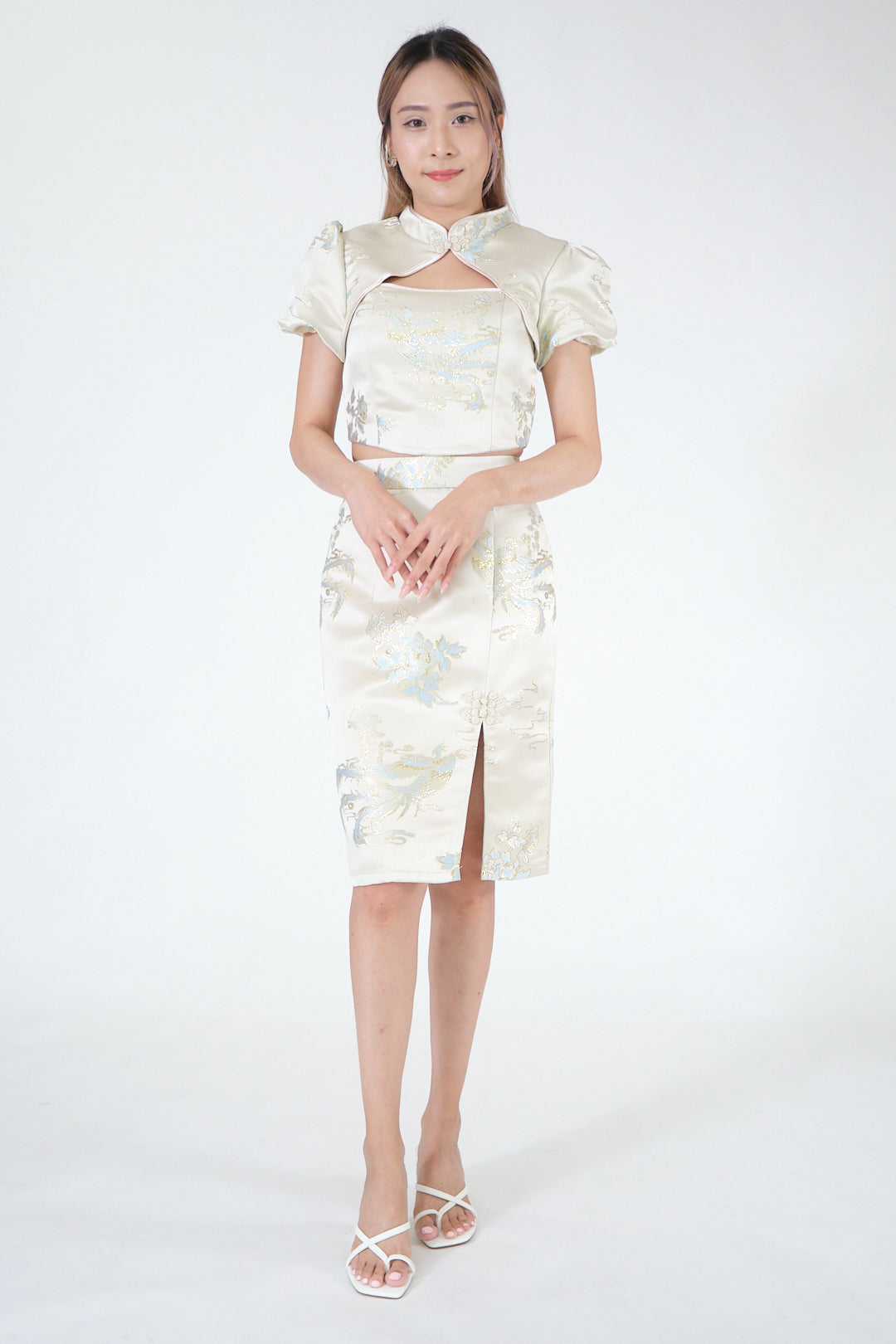 Chixxie Jewel Two-Piece Cheongsam Set (Cream)