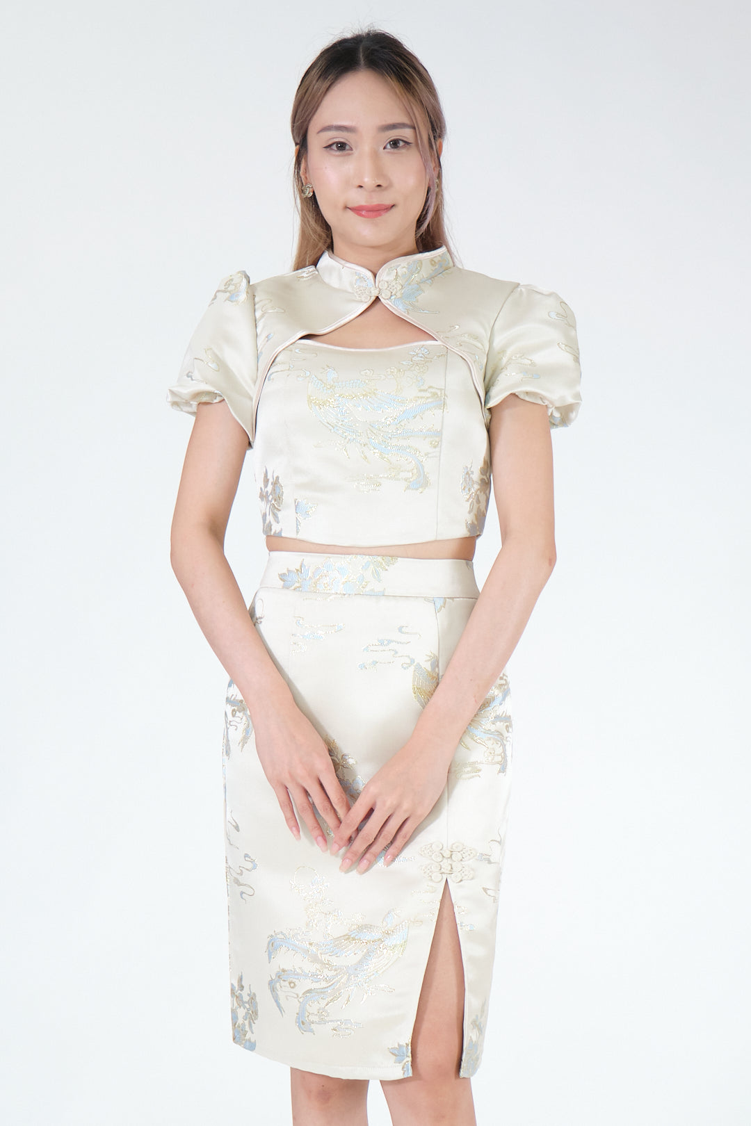Chixxie Jewel Two-Piece Cheongsam Set (Cream)