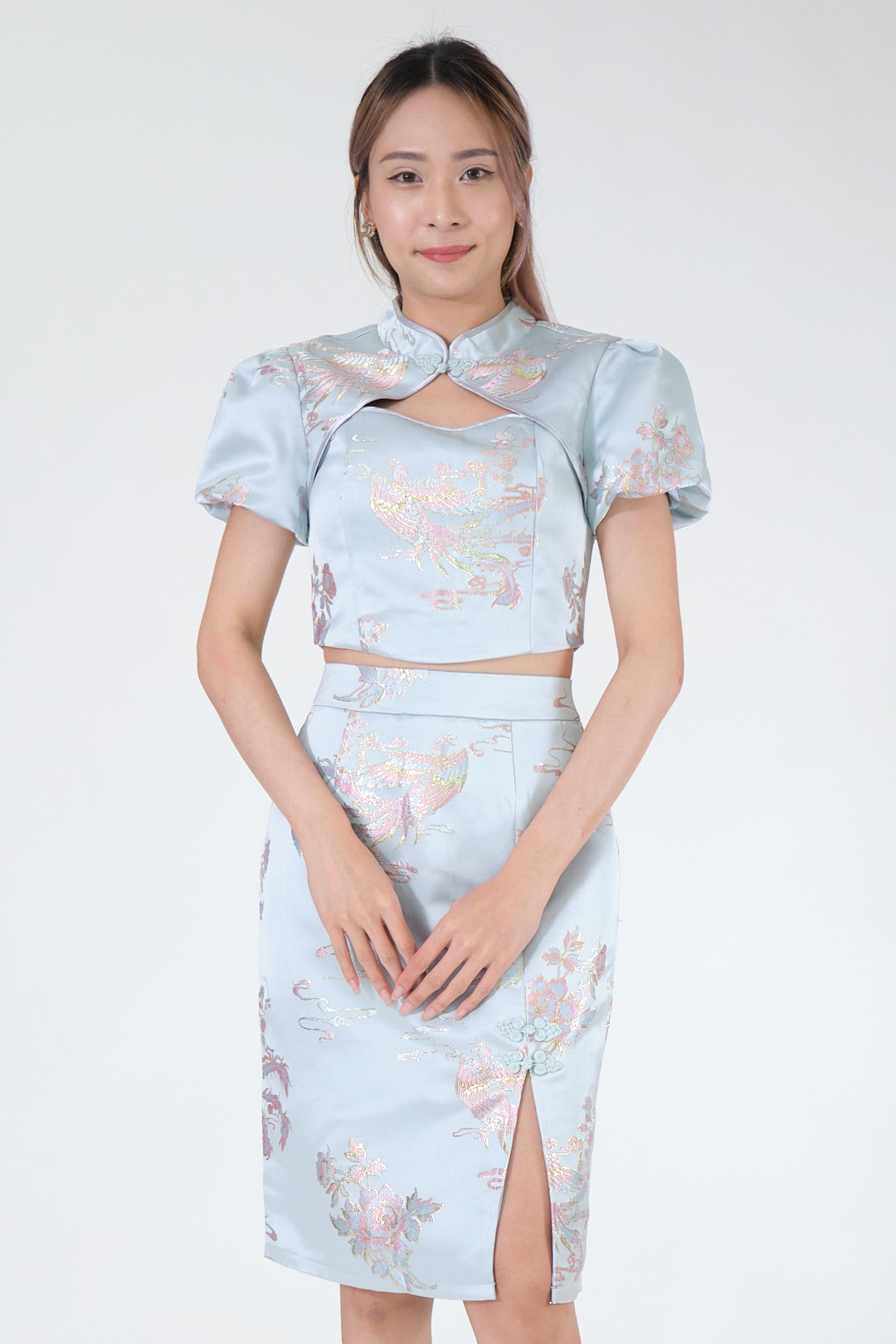 Chixxie Jewel Two-Piece Cheongsam Set (Blue)