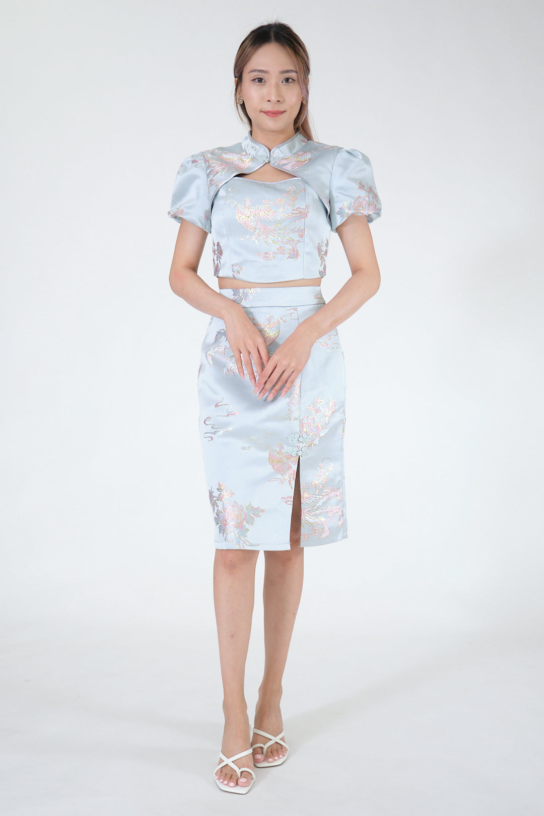 Chixxie Jewel Two-Piece Cheongsam Set (Blue)