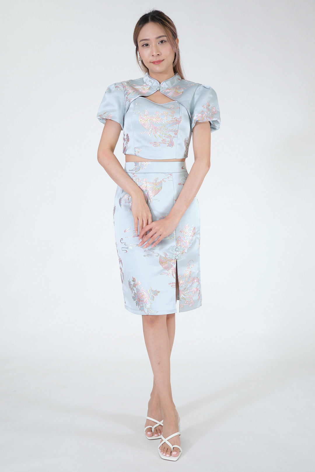 Chixxie Jewel Two-Piece Cheongsam Set (Blue)