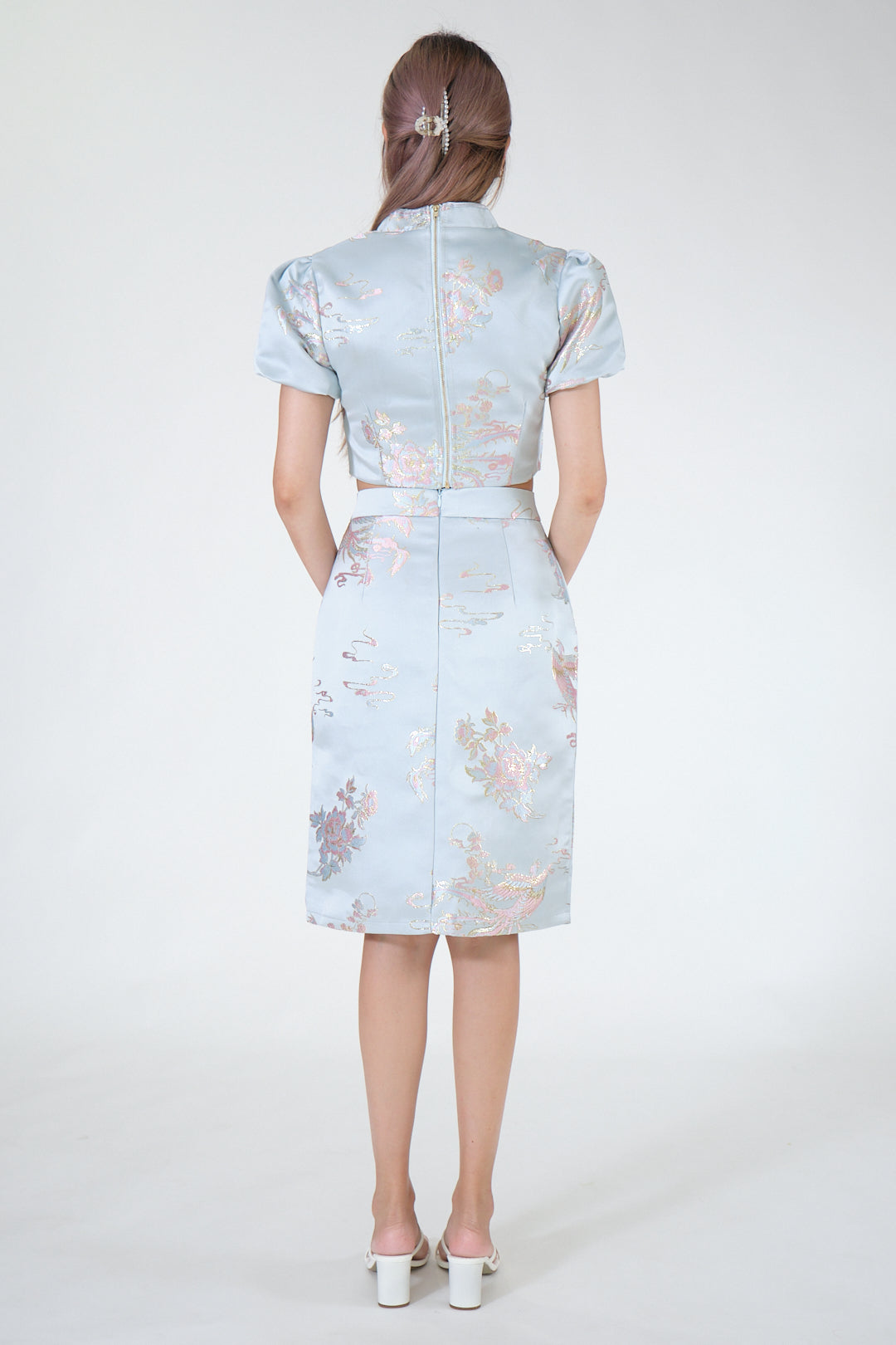 Chixxie Jewel Two-Piece Cheongsam Set (Blue)