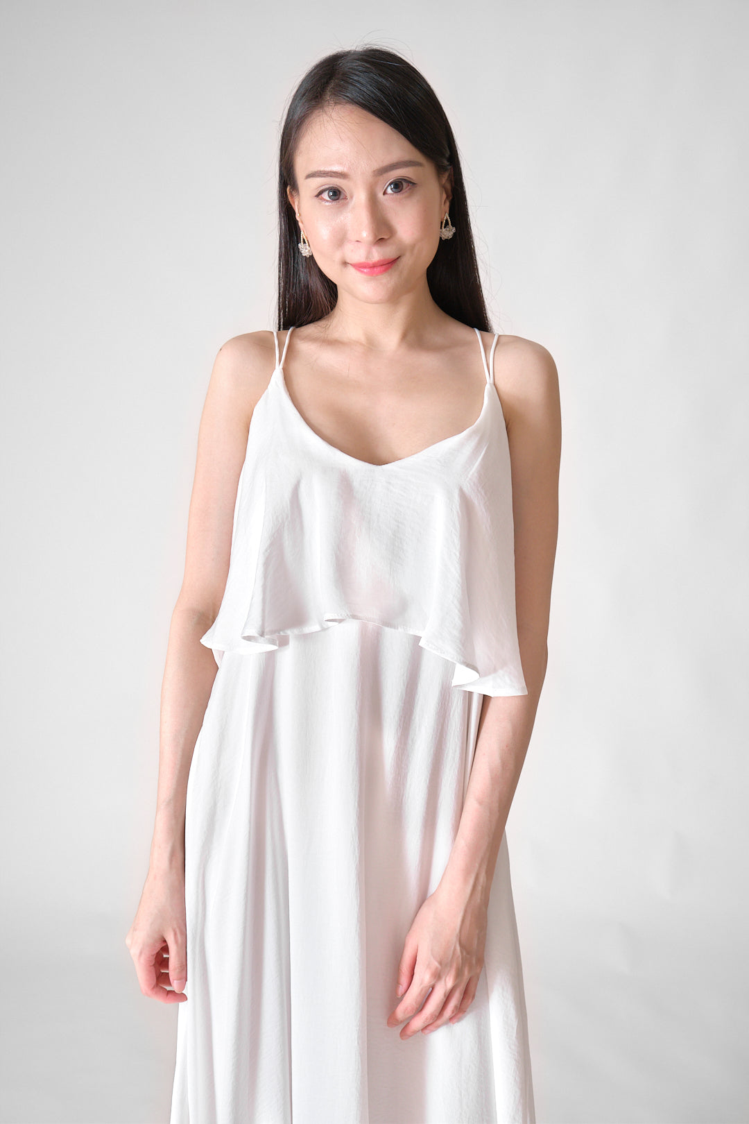 Chixxie Roselyn Flowy Maxi Dress (White)