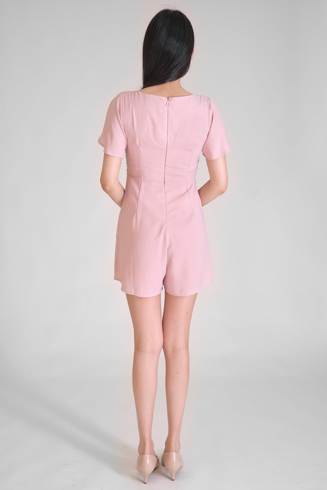 Chixxie Cassidy Ruched Sweetheart Playsuit (Pink)