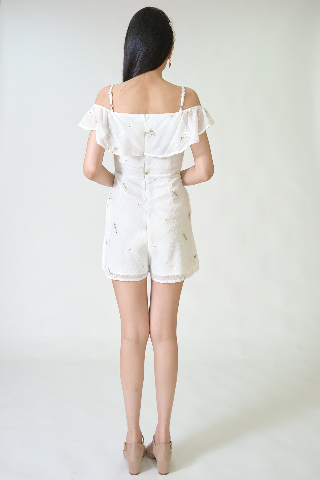 Chixxie Vera Floral Playsuit (White)
