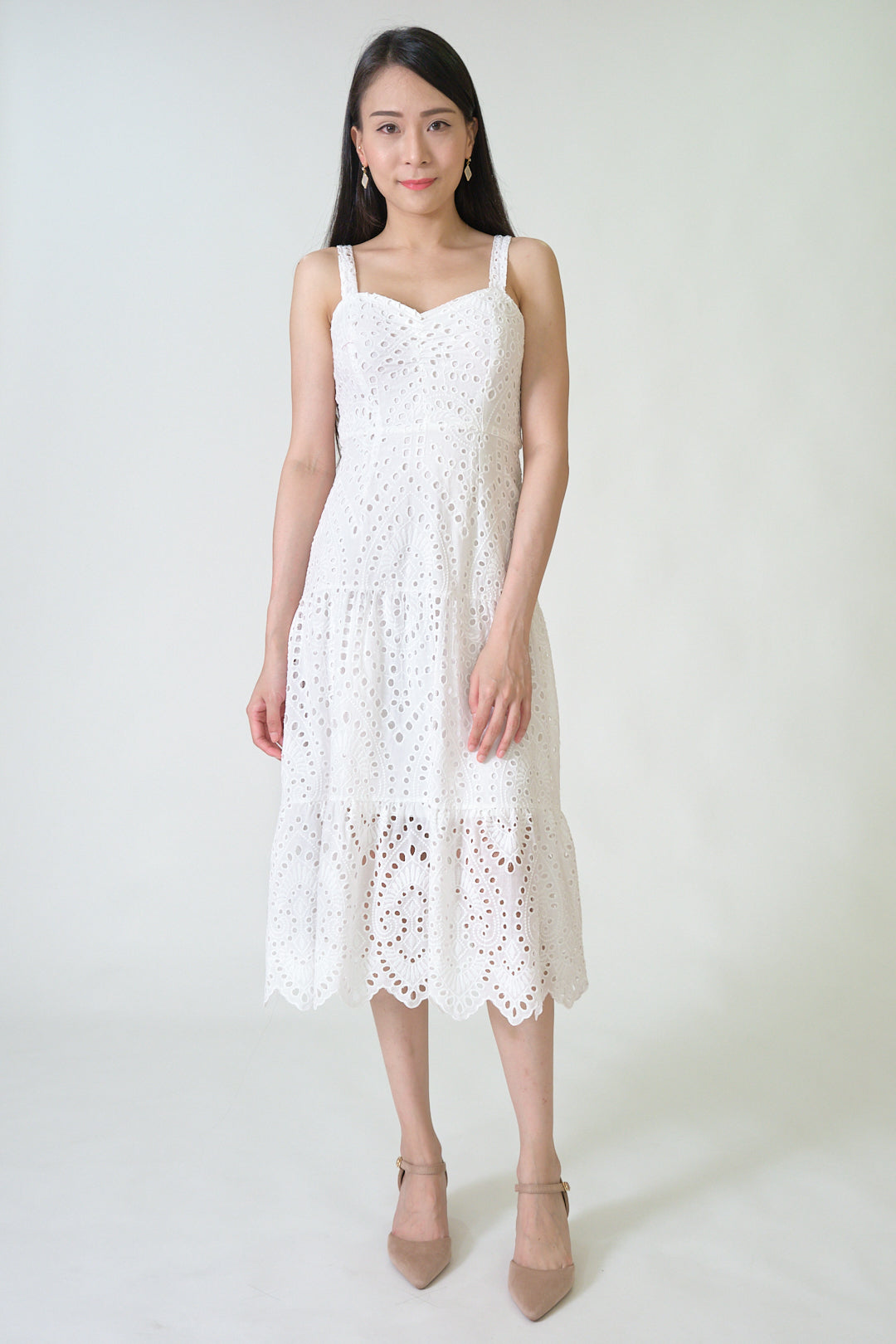 Chixxie April Lace Midi Dress (White)