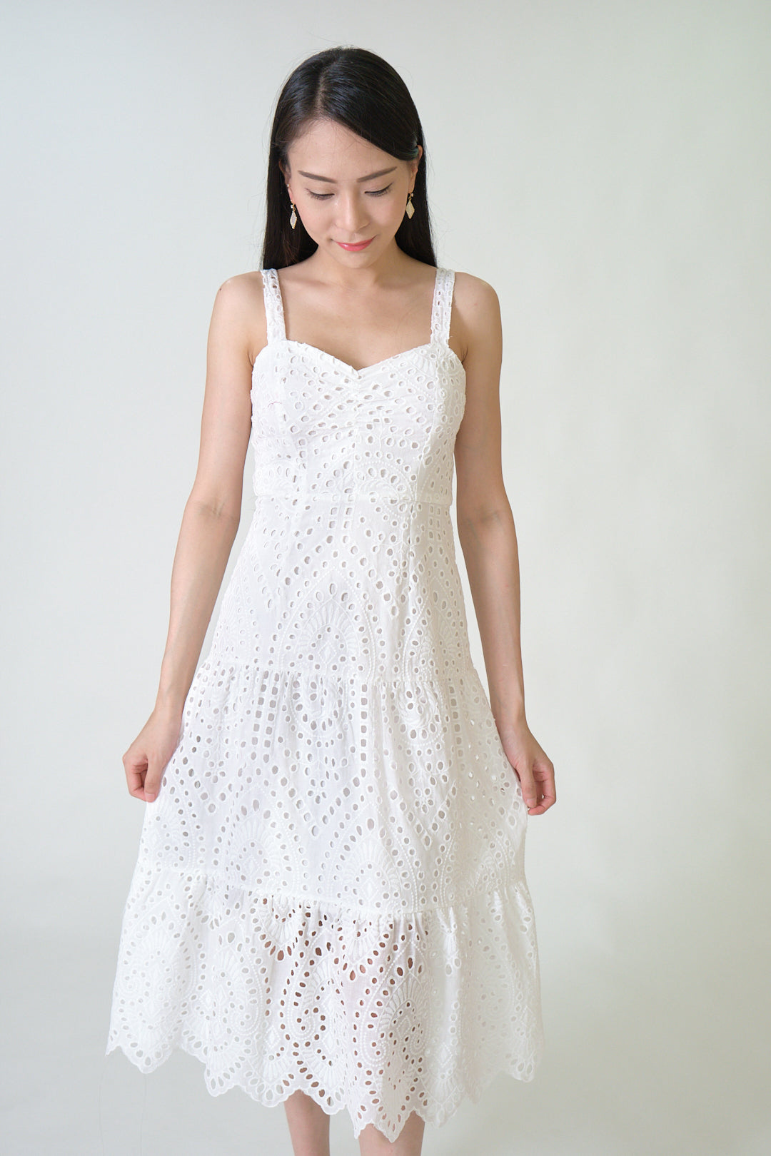 Chixxie April Lace Midi Dress (White)