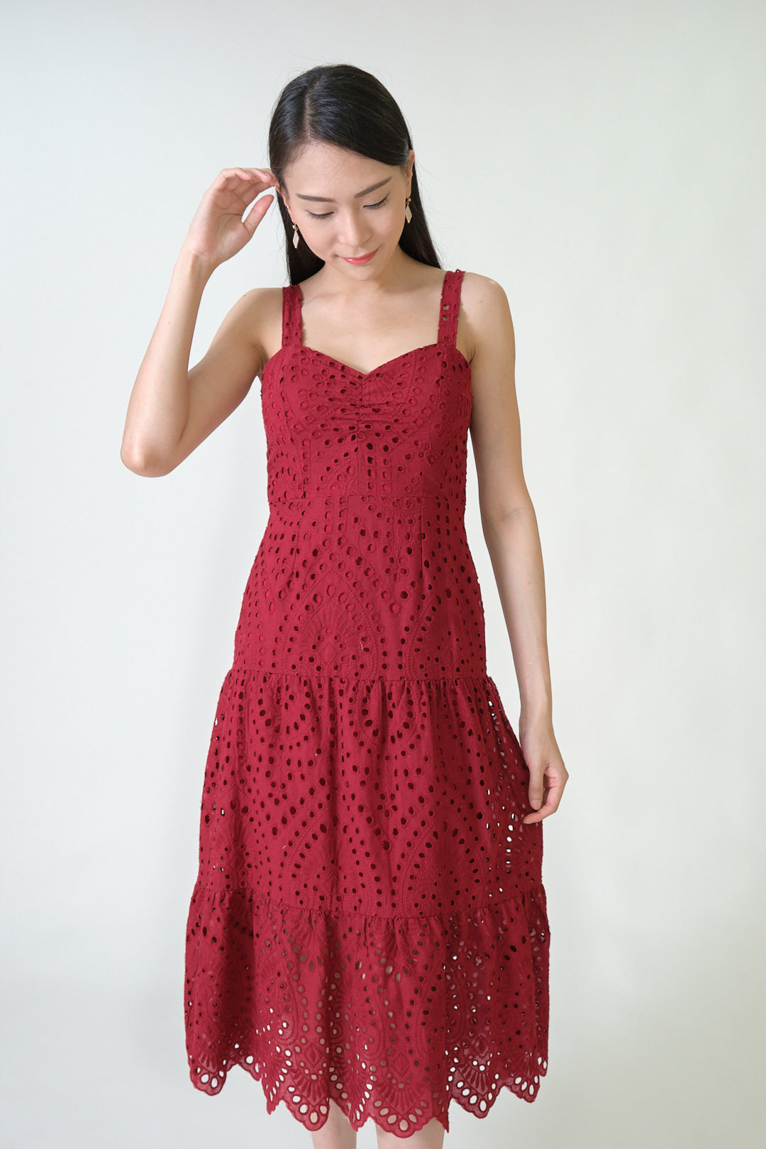 Chixxie April Lace Midi Dress (Red)