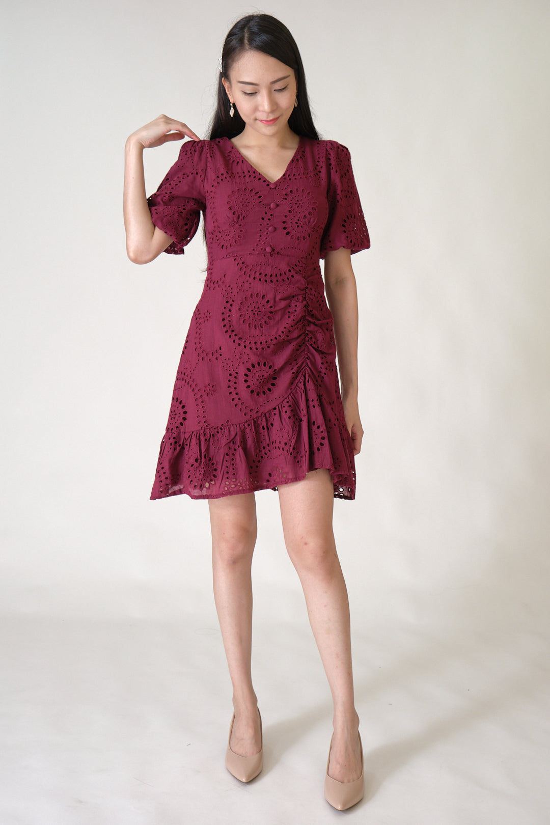Chixxie Justice Lace Dress (Maroon)