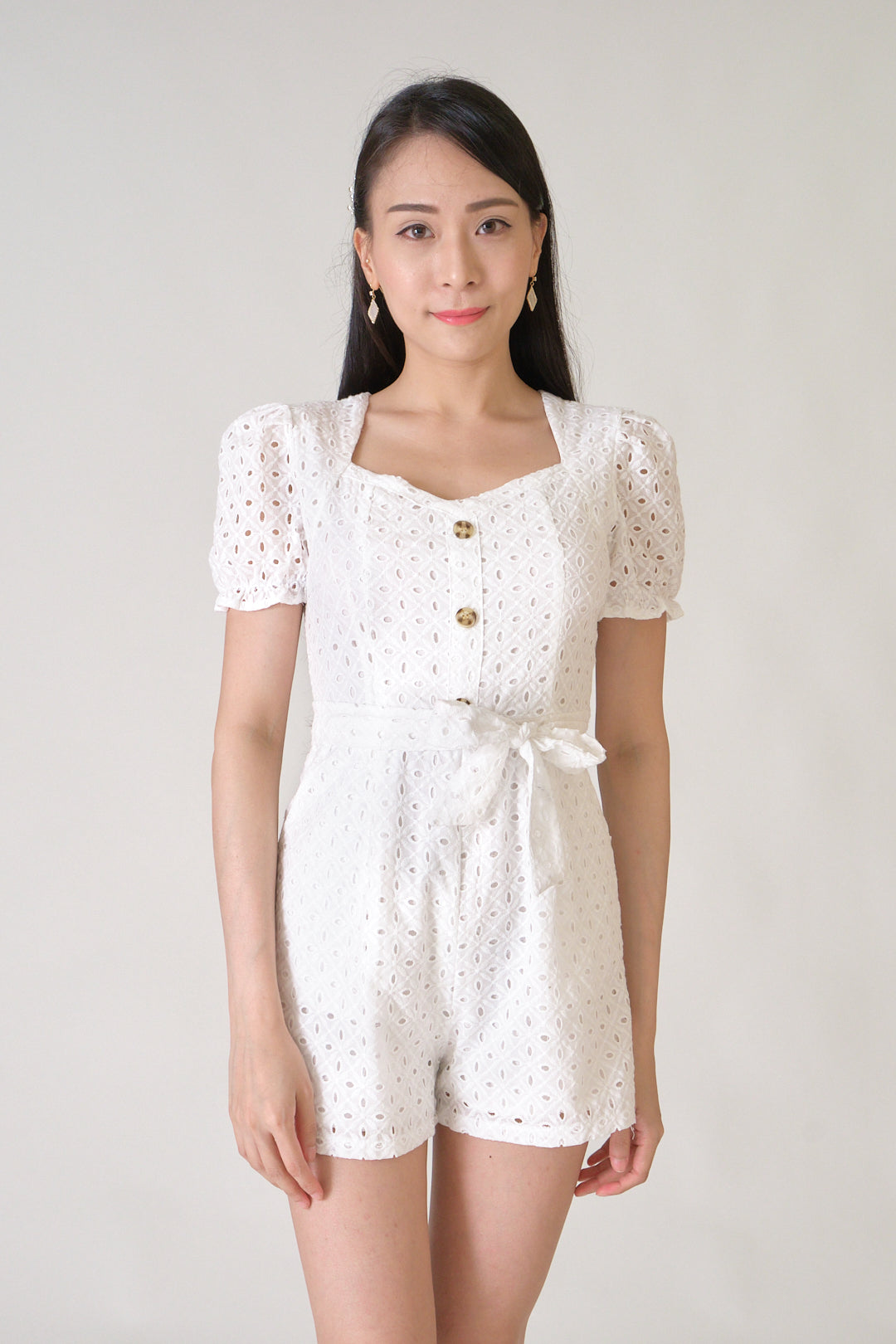 Chixxie Ariella Button Playsuit (White)