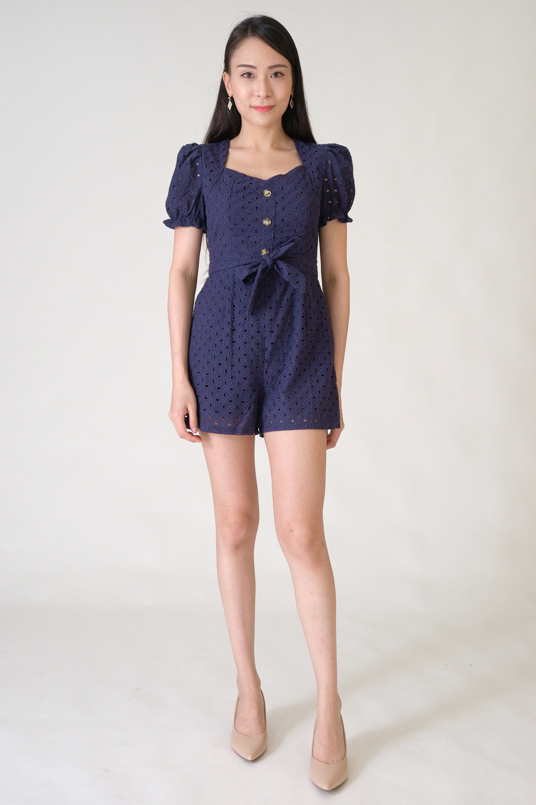 Chixxie Ariella Button Playsuit (Navy)