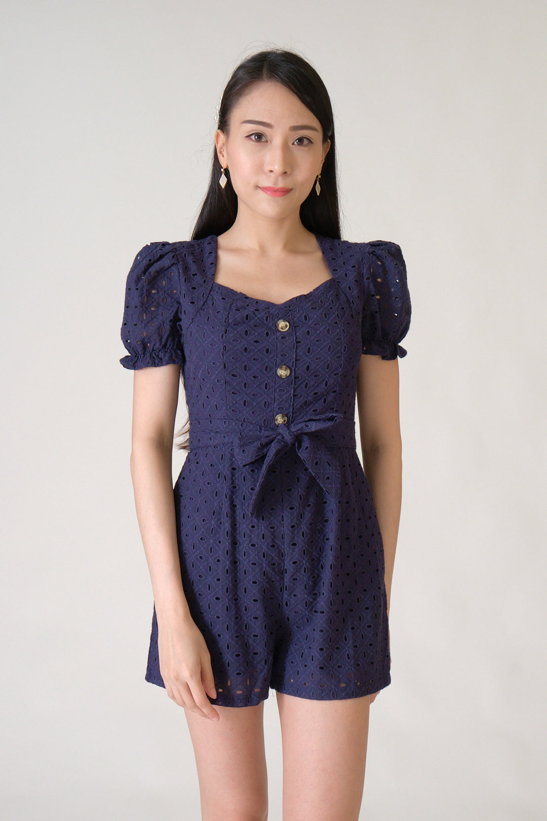 Chixxie Ariella Button Playsuit (Navy)