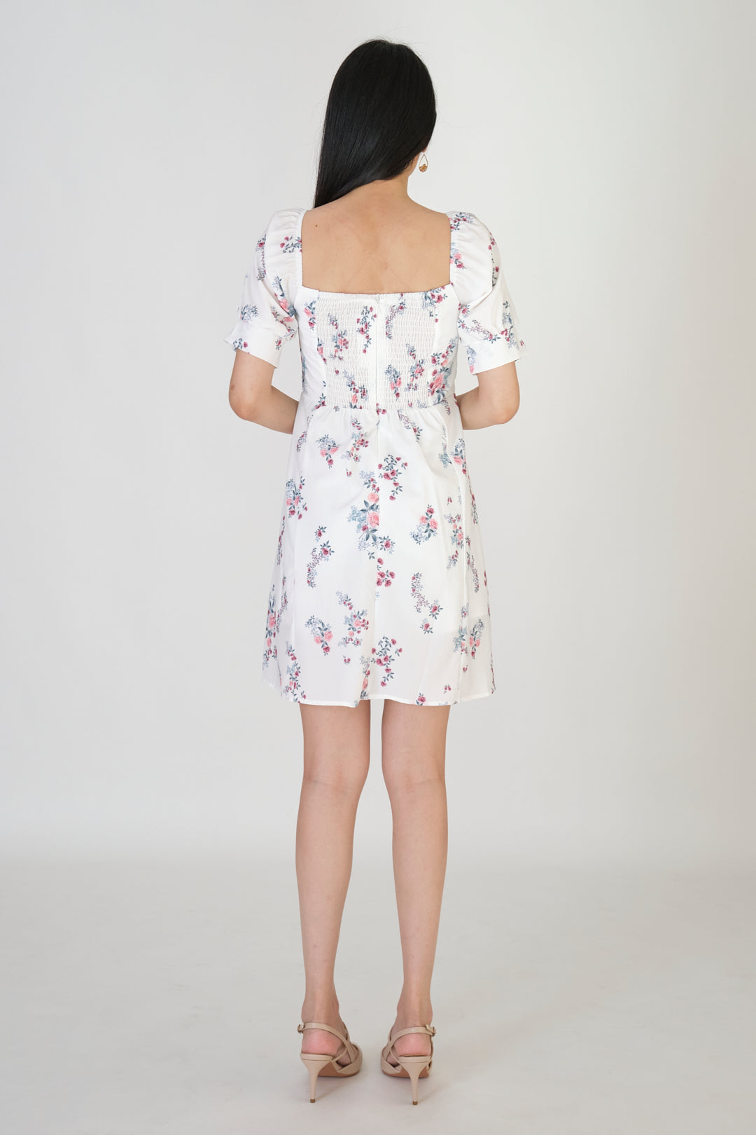 Chixxie Victoria Floral Short Dress (White)