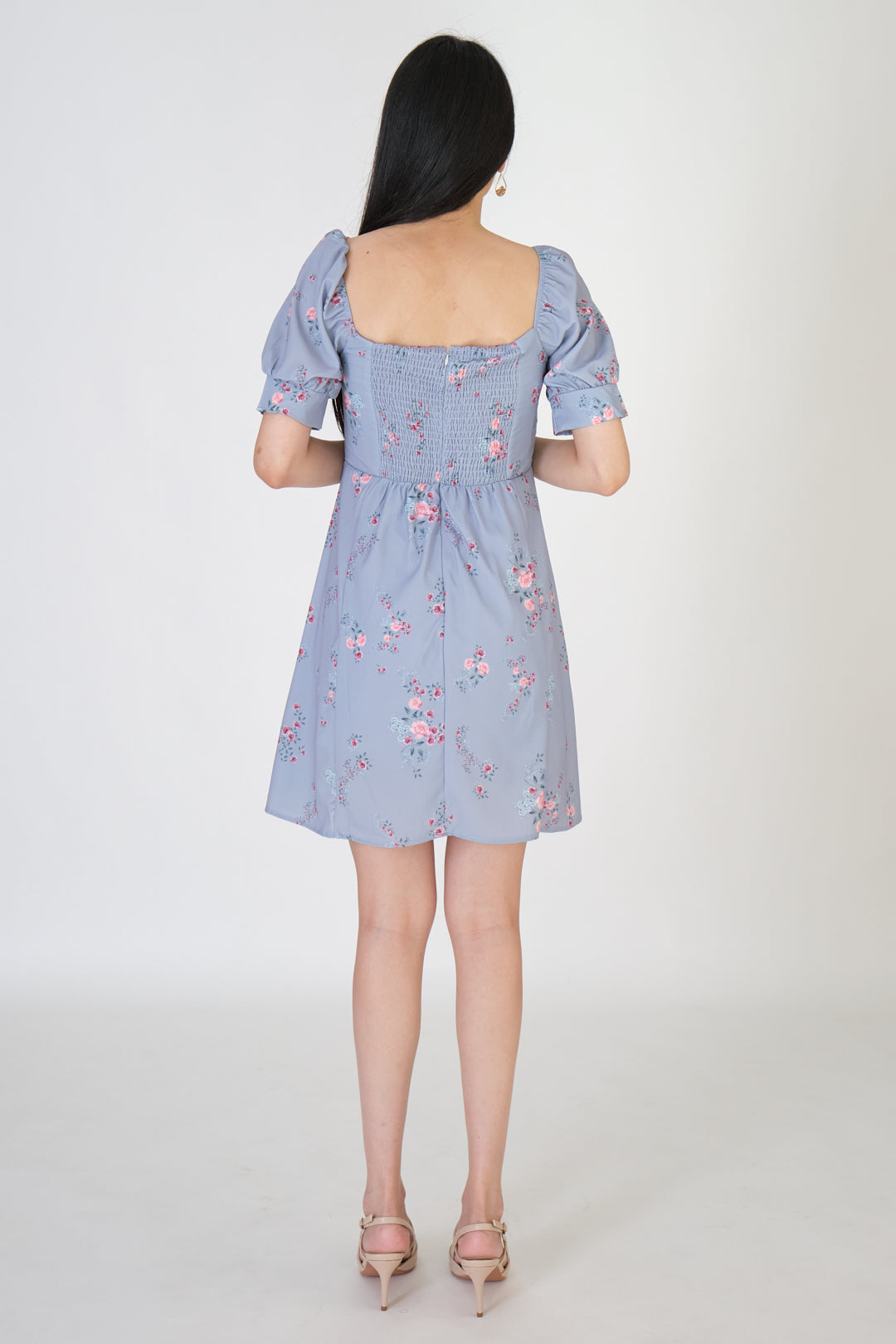 Chixxie Victoria Floral Short Dress (Pastel Blue)