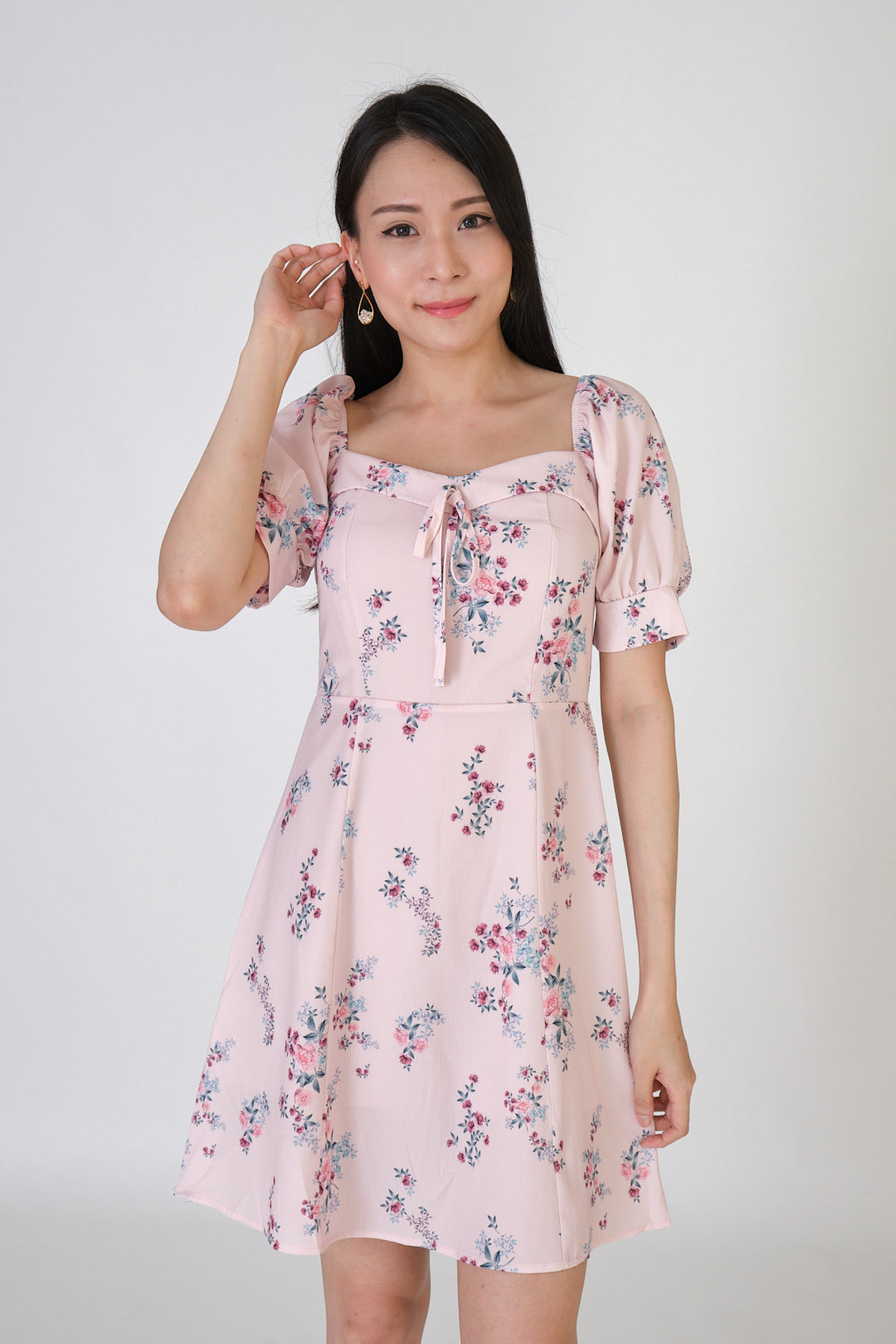 Chixxie Victoria Floral Short Dress (Pink)