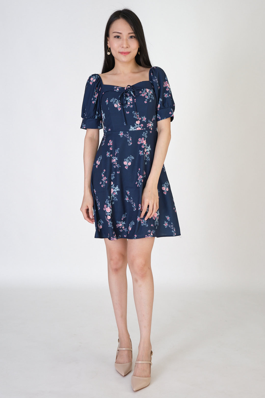 Chixxie Victoria Floral Short Dress (Navy)