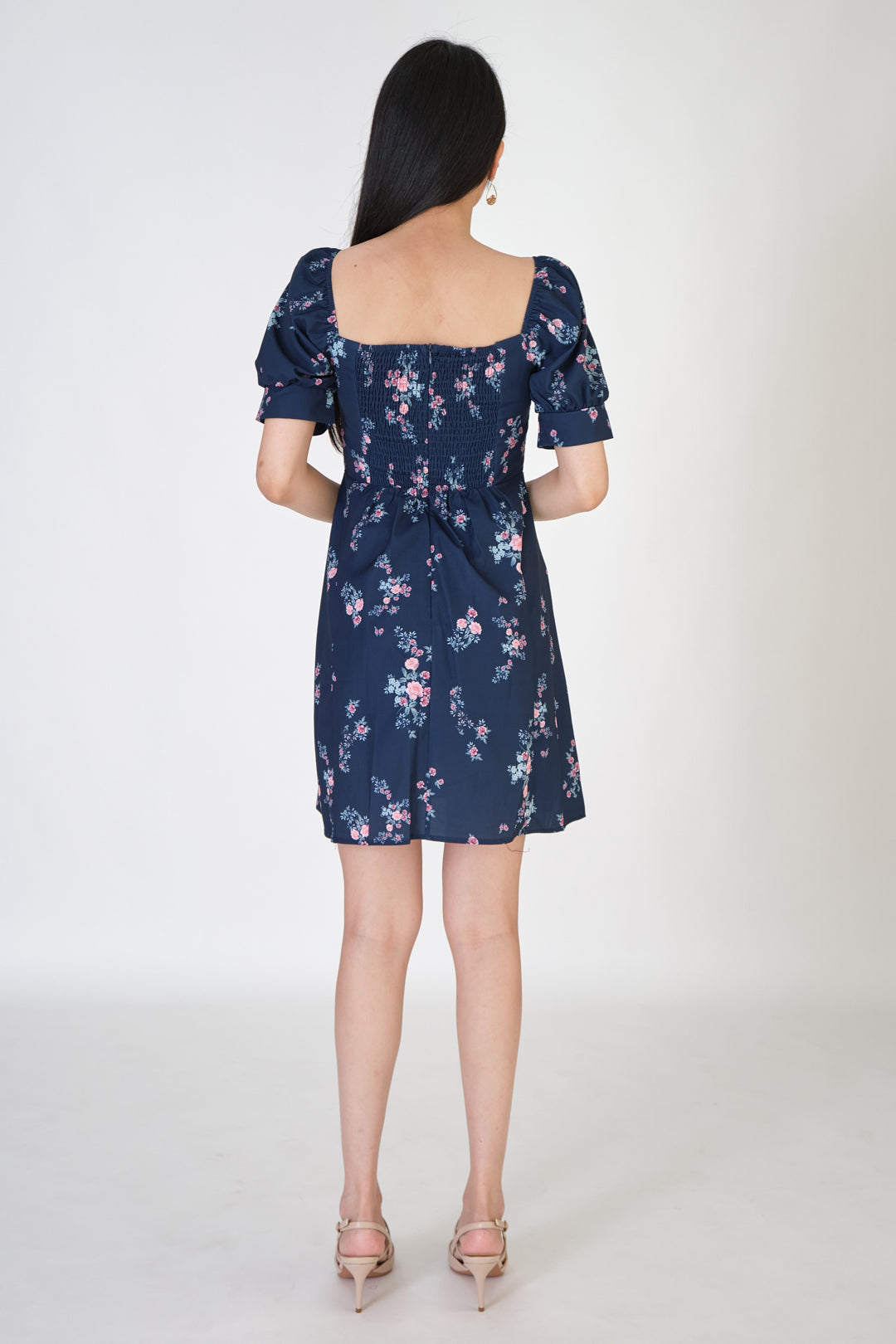 Chixxie Victoria Floral Short Dress (Navy)