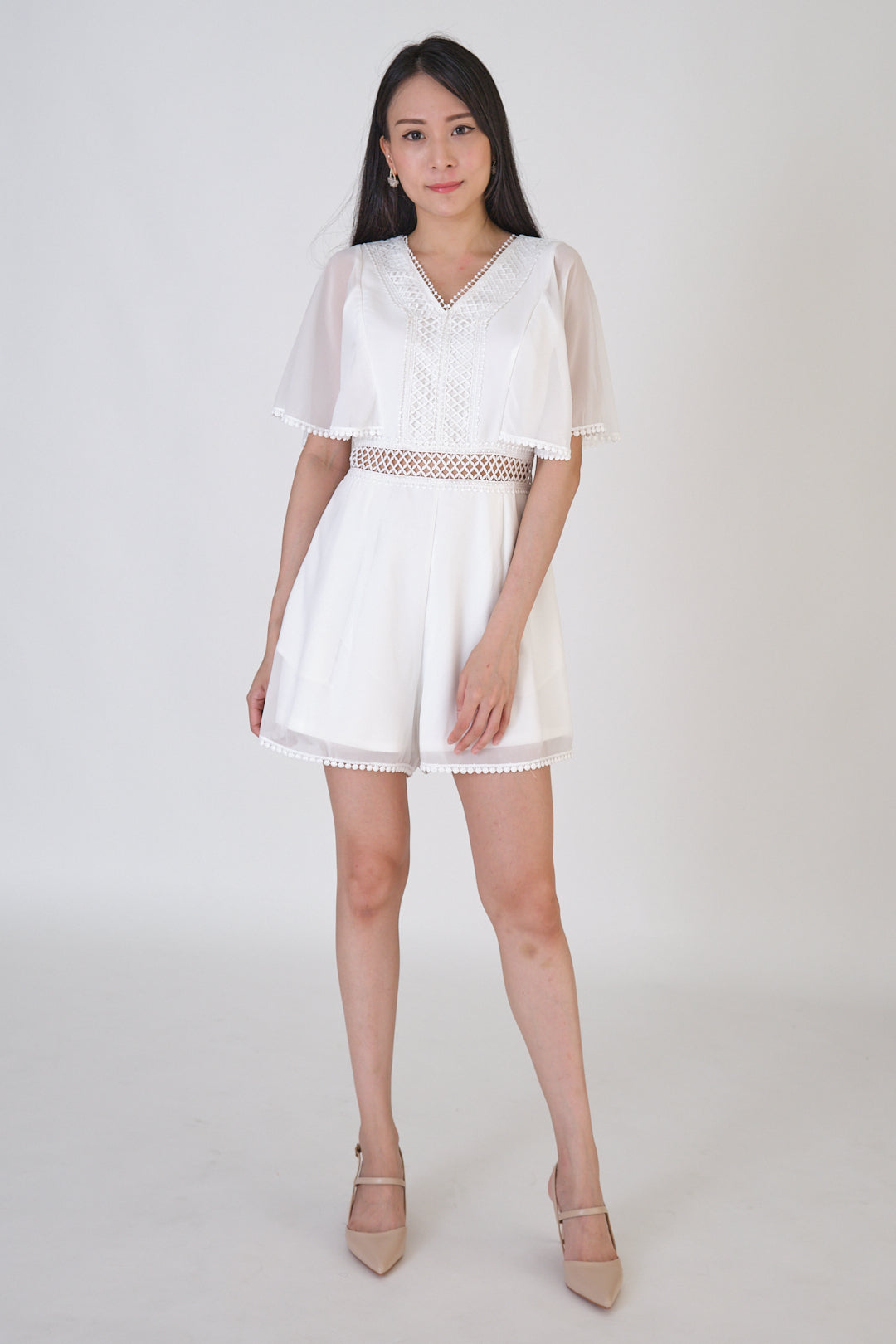 Chixxie Allison Lace Playsuit (White)