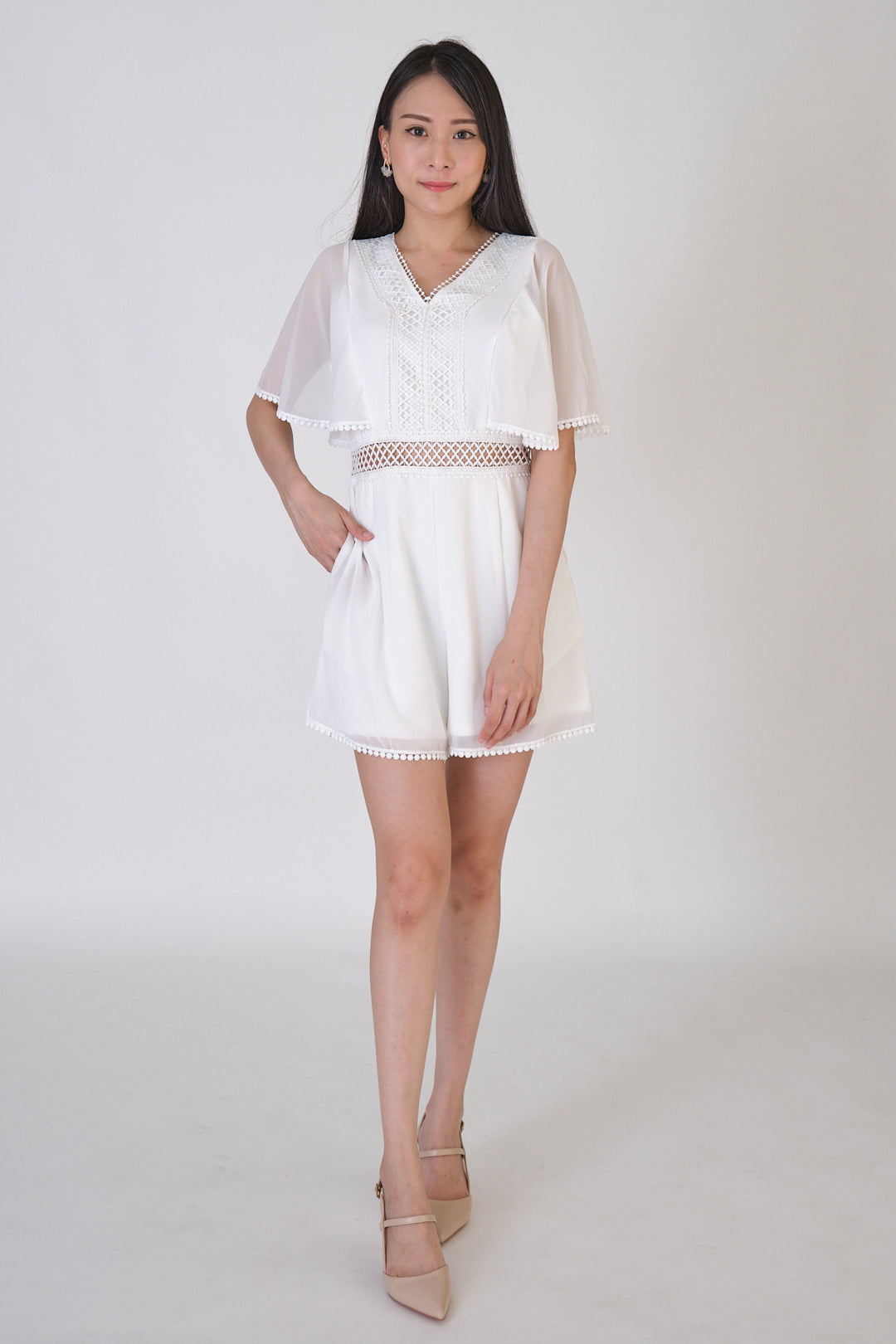 Chixxie Allison Lace Playsuit (White)