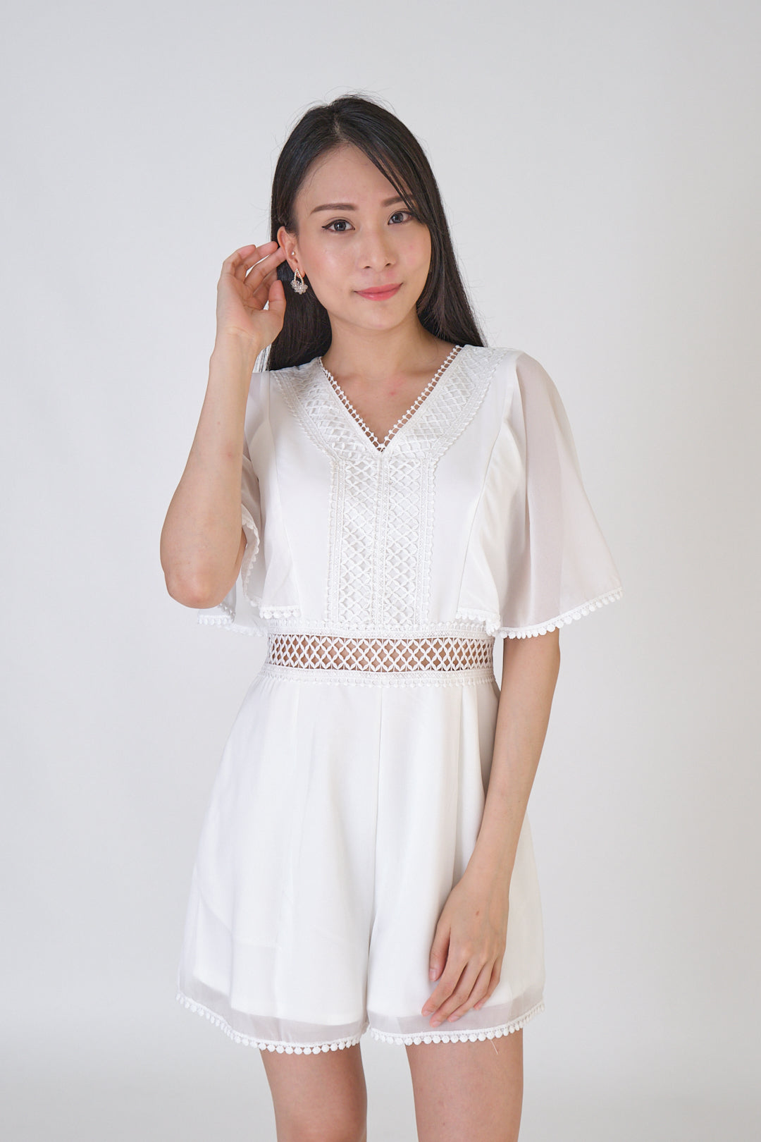 Chixxie Allison Lace Playsuit (White)