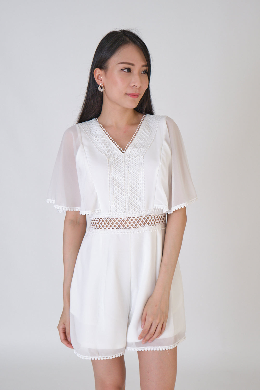 Chixxie Allison Lace Playsuit (White)