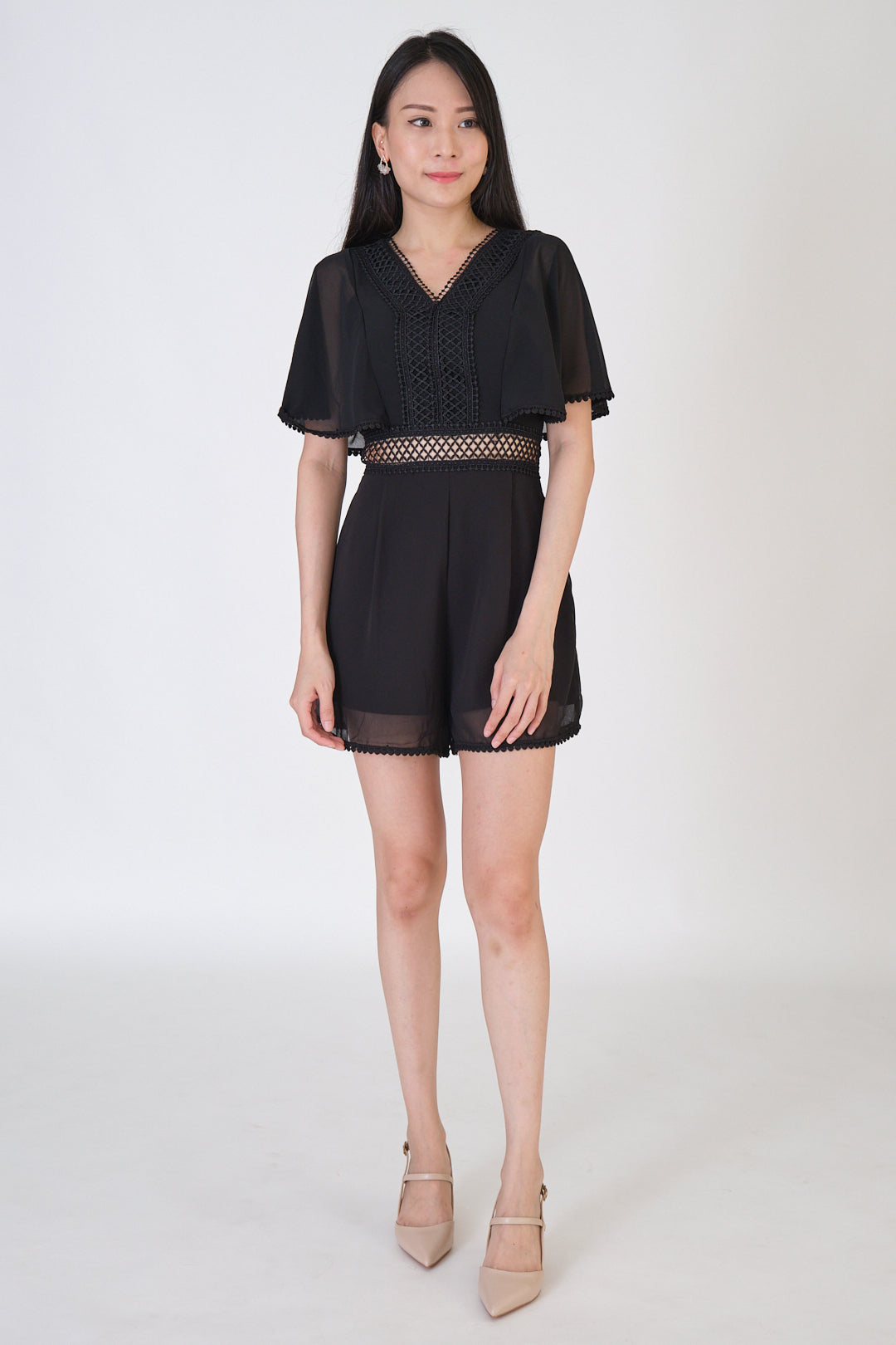 Chixxie Allison Lace Playsuit (Black)