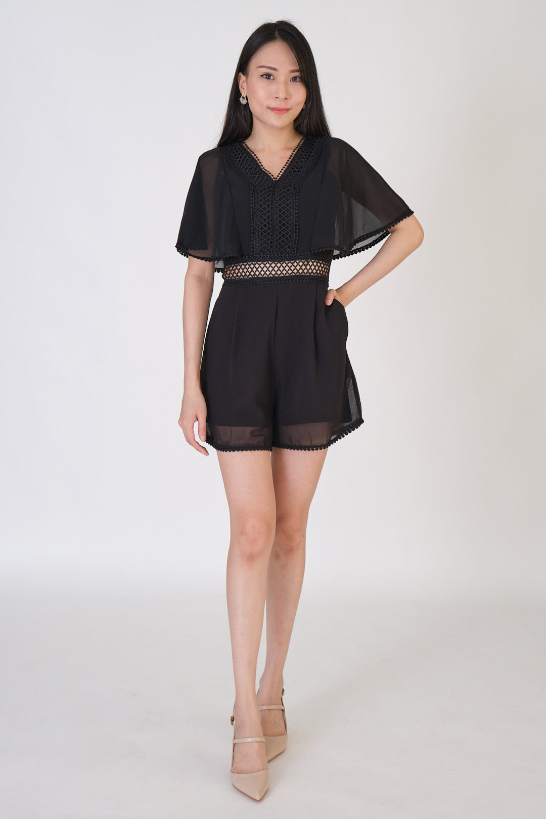Chixxie Allison Lace Playsuit (Black)